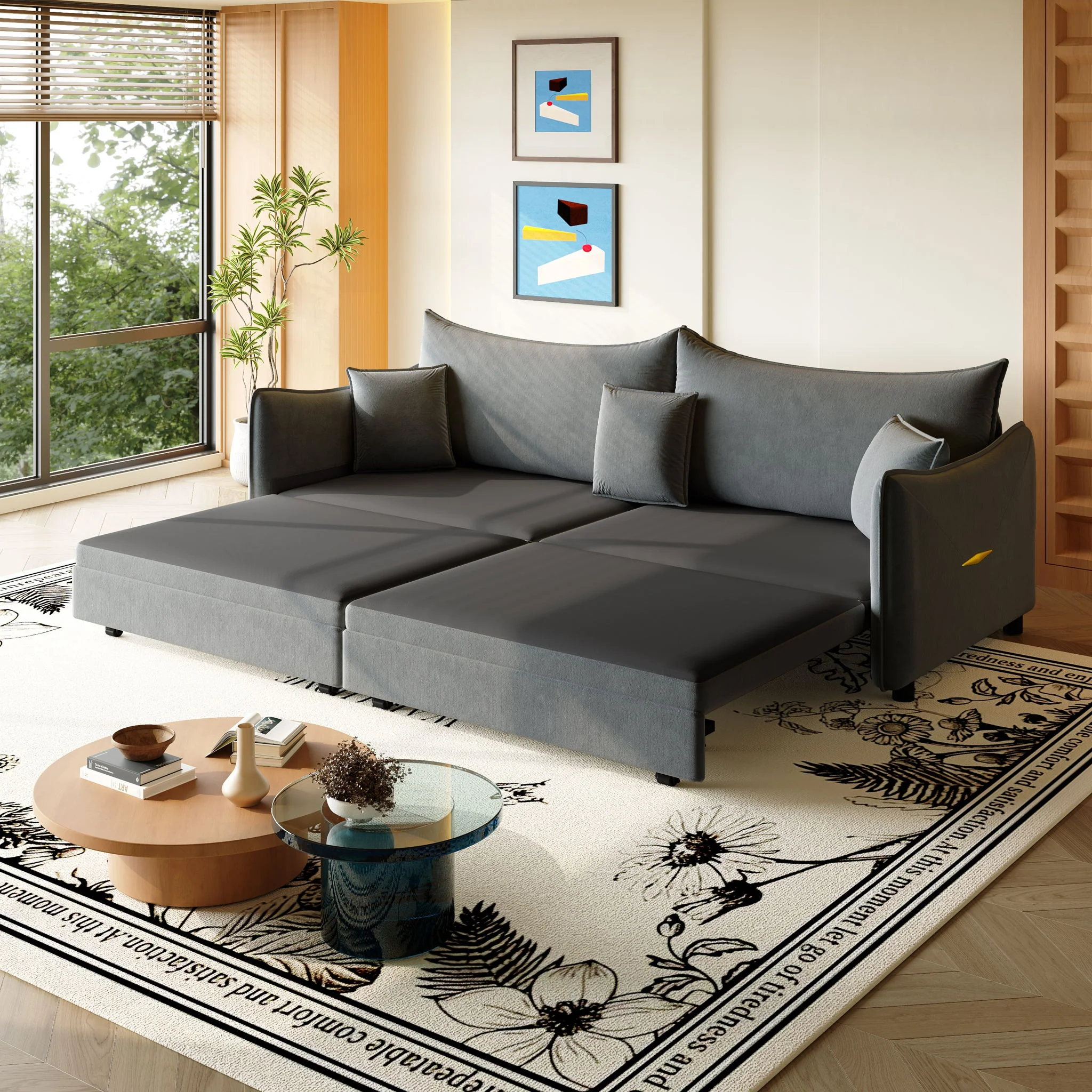 King Pull Out Sofa Bed, 3-In-1 Convertible Bed With 3 Pillows - Image 16