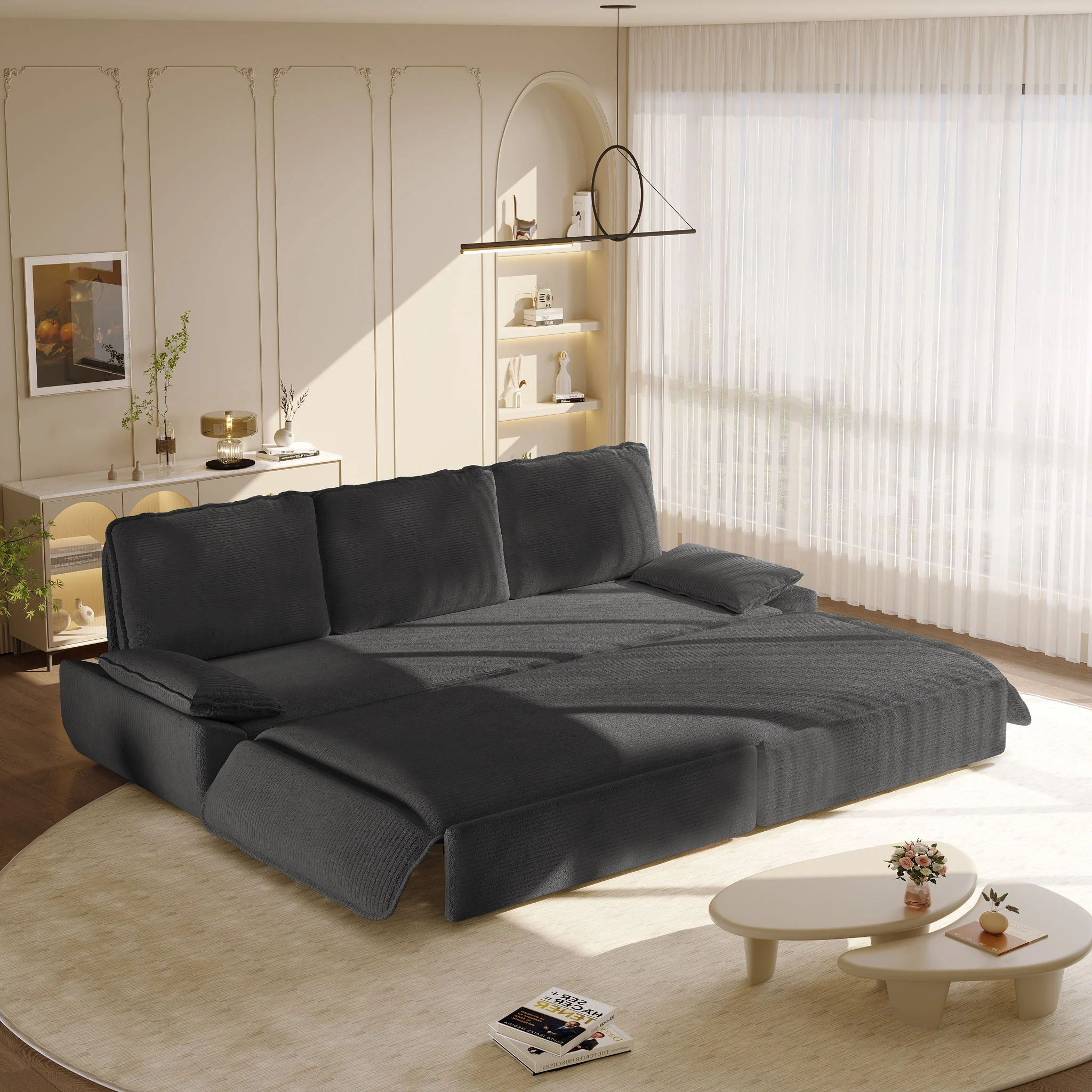 King Size Pull Out Sofa Bed, 3 In 1 Convertible Multifunctional - Image 35