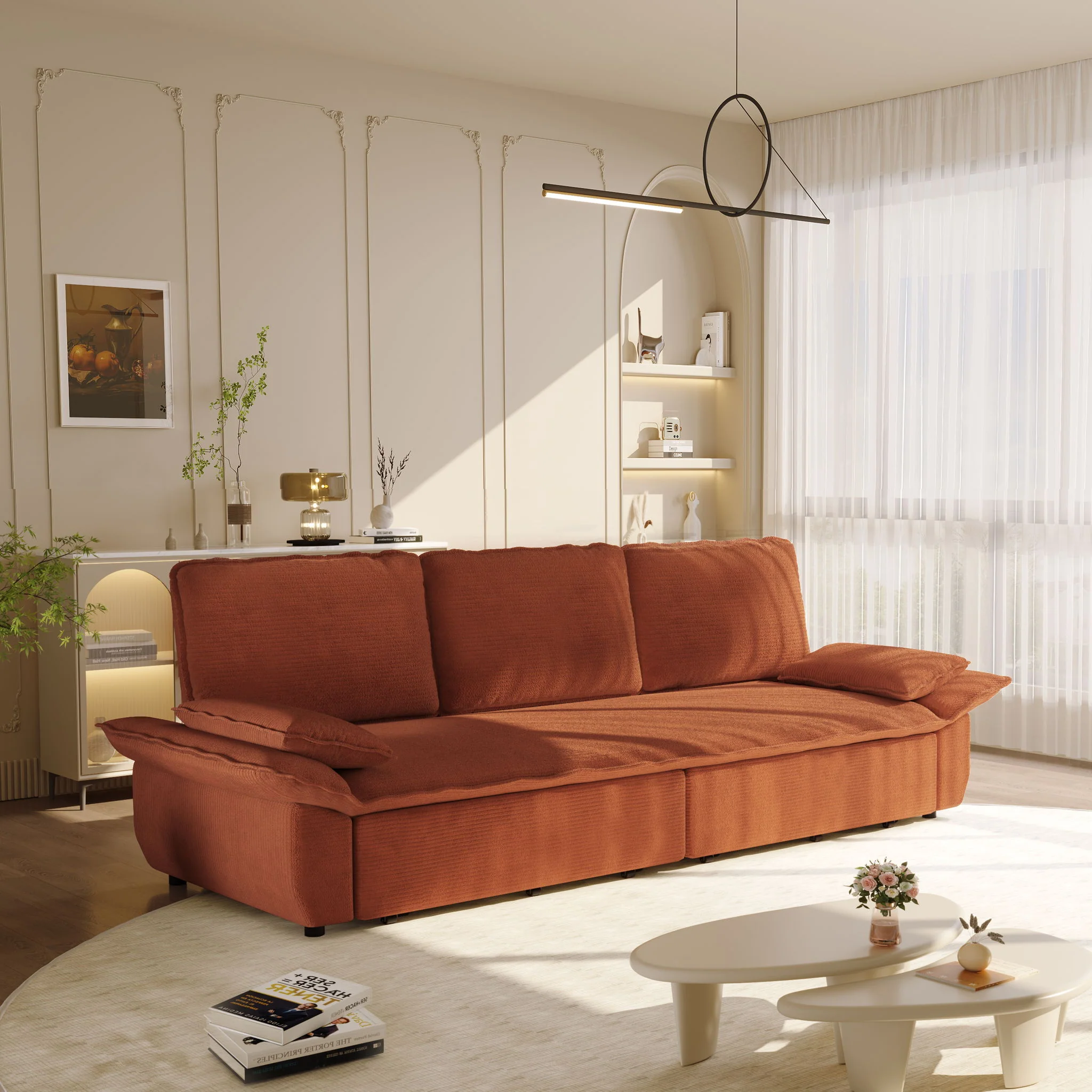 King Size Pull Out Sofa Bed, 3 In 1 Convertible Multifunctional - Image 9