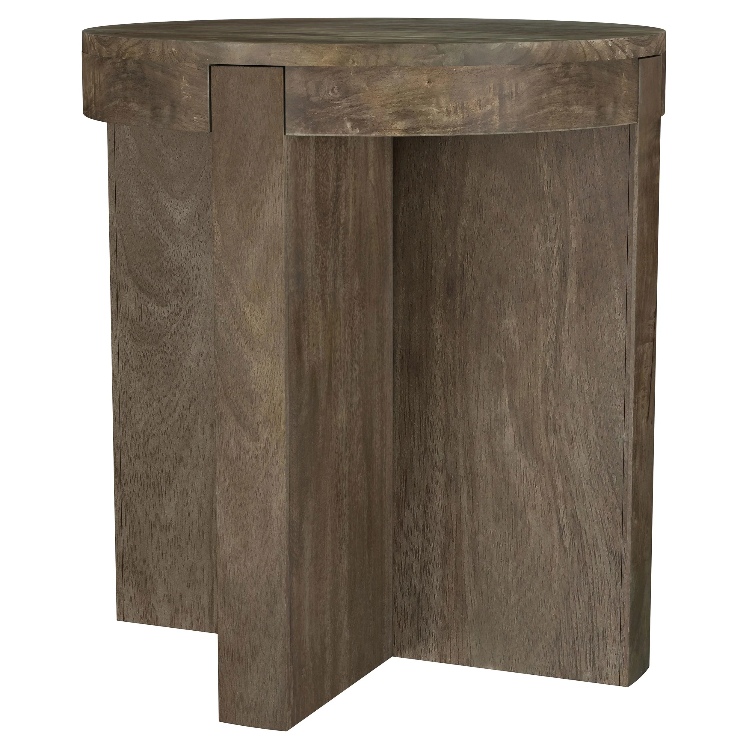 Kinkaid Round Solid Mango Wood End Table, Brown - Image 5