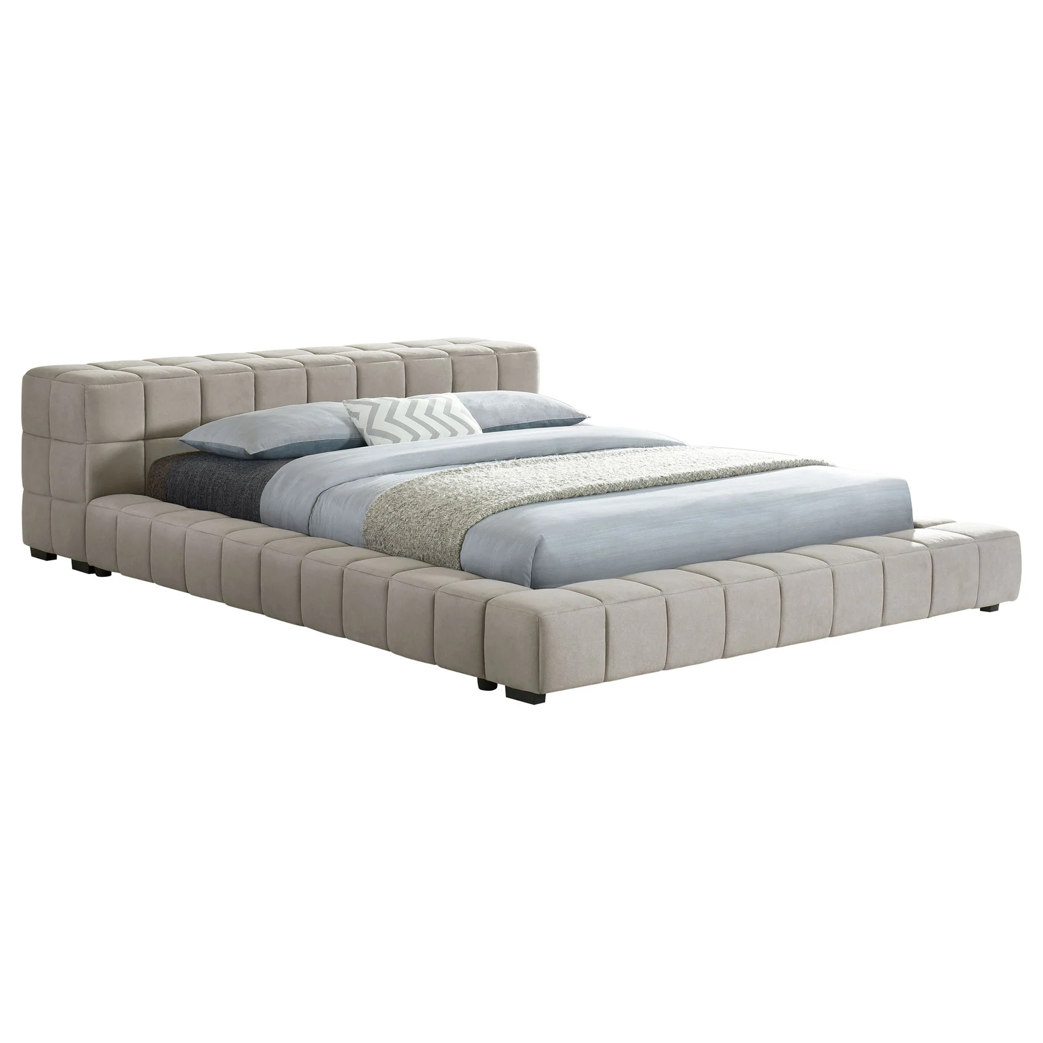 Kinsley - Upholstered Full Platform Bed With Low Profile And Tufted Headboard - Taupe - Image 5