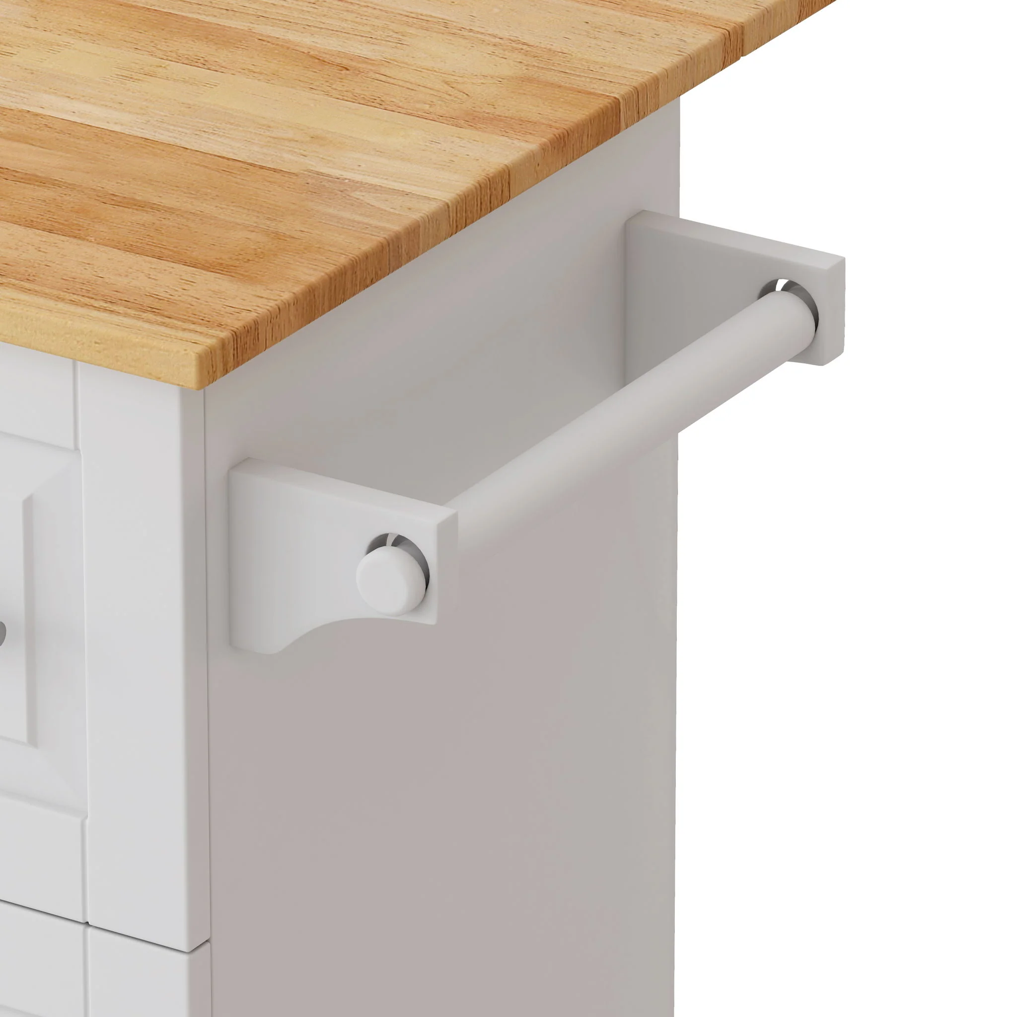 Kitchen Island Cart With 2 Door Cabinet, 3 Drawers, Spice Rack & Towel Rack - White - Image 9