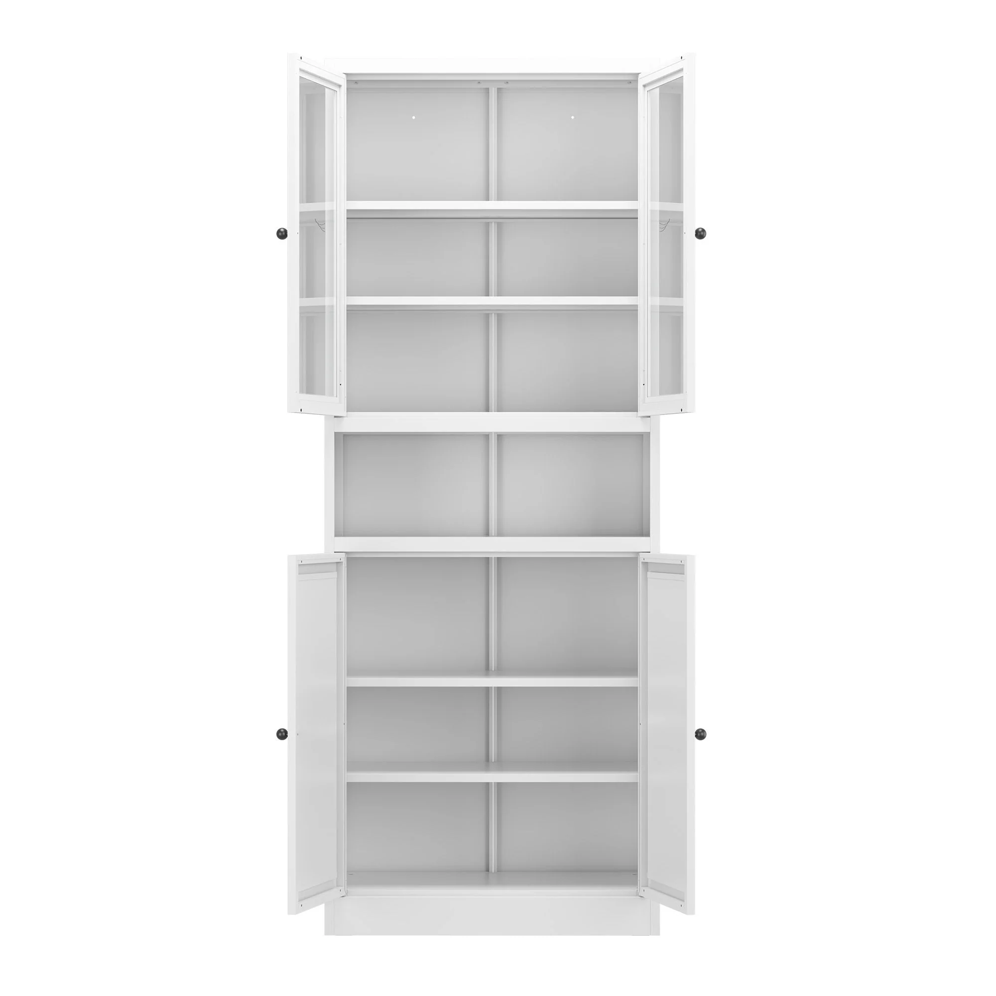 Kitchen Pantry Cabinet Tall Storage With Adjustable Shelves, Heavy Duty Stainless Steel Frame - White - Image 4