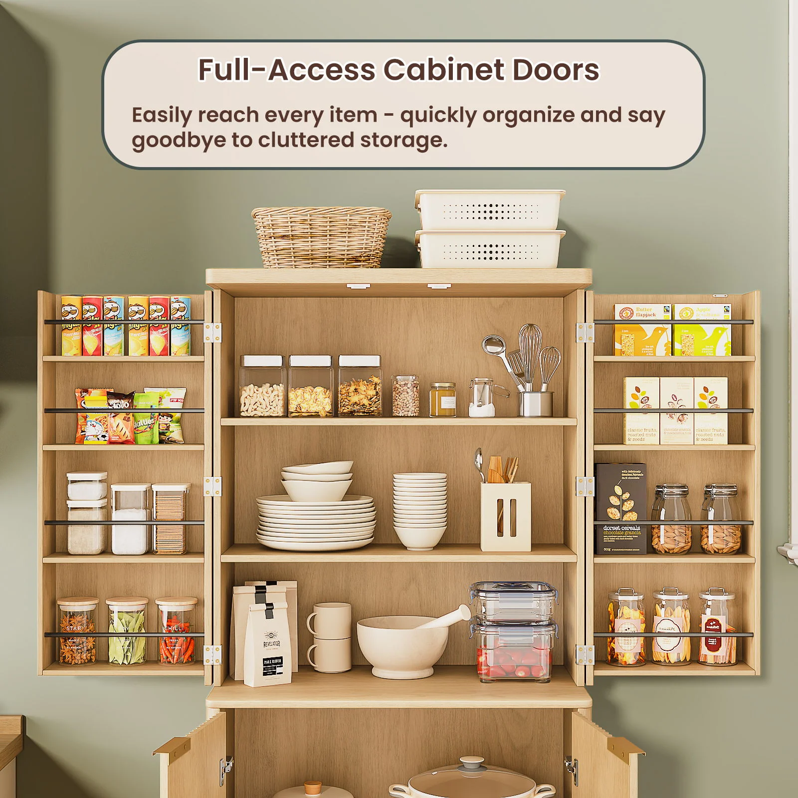 Kitchen Pantry Cabinet With 6 Doors - Image 3