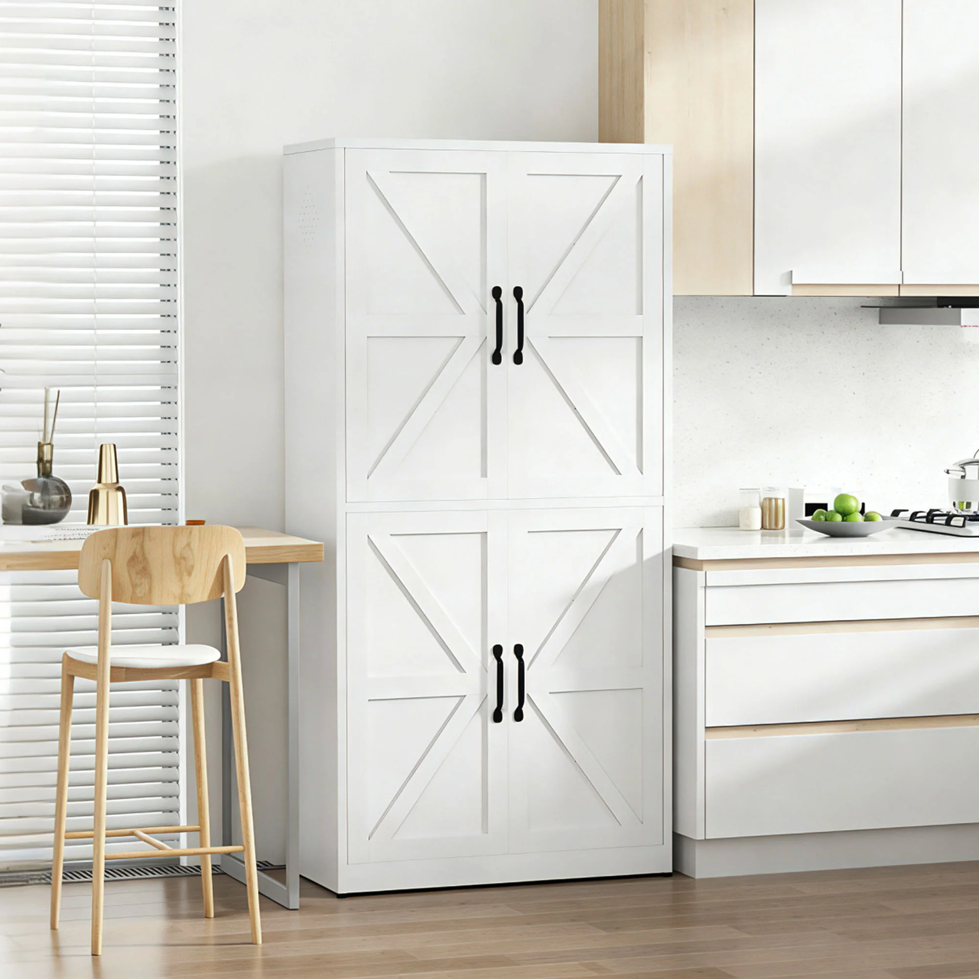 Kitchen Pantry Cabinet With Adjustable Shelves, Heavy Duty Storage - White - Image 3