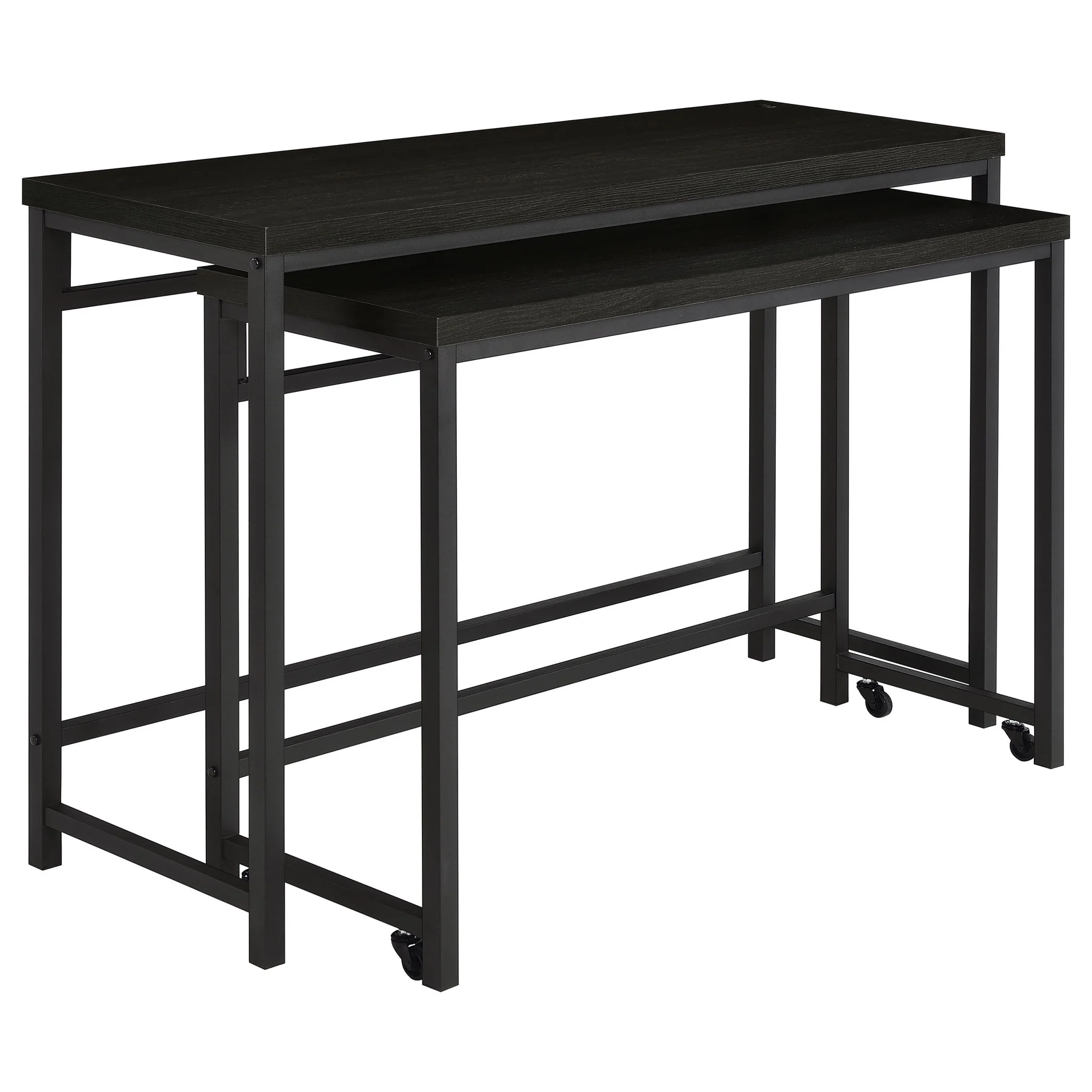 Klekner - 4 Piece Counter Height Table Set With Nesting Tables And Backless Stools - Charcoal - Image 3