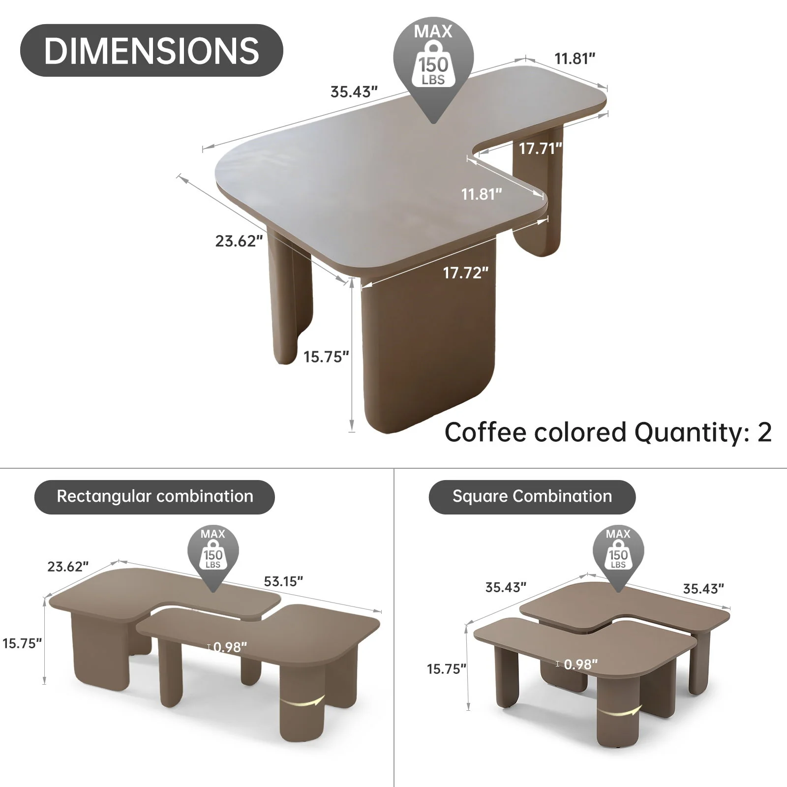L-Shape Coffee Table For Living Room - Image 6