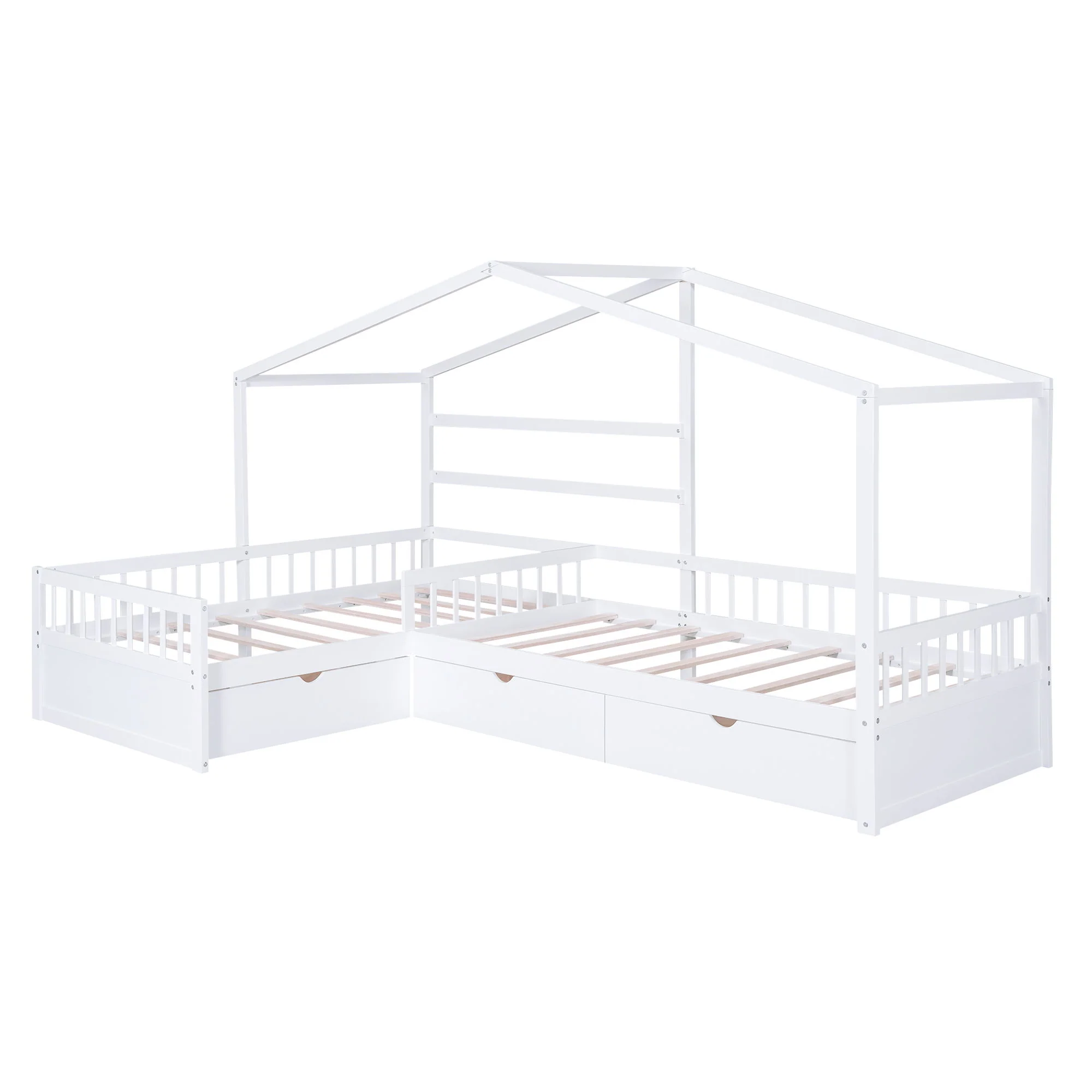 L Shape Platform Bed With 3 Storage Drawers - Image 14