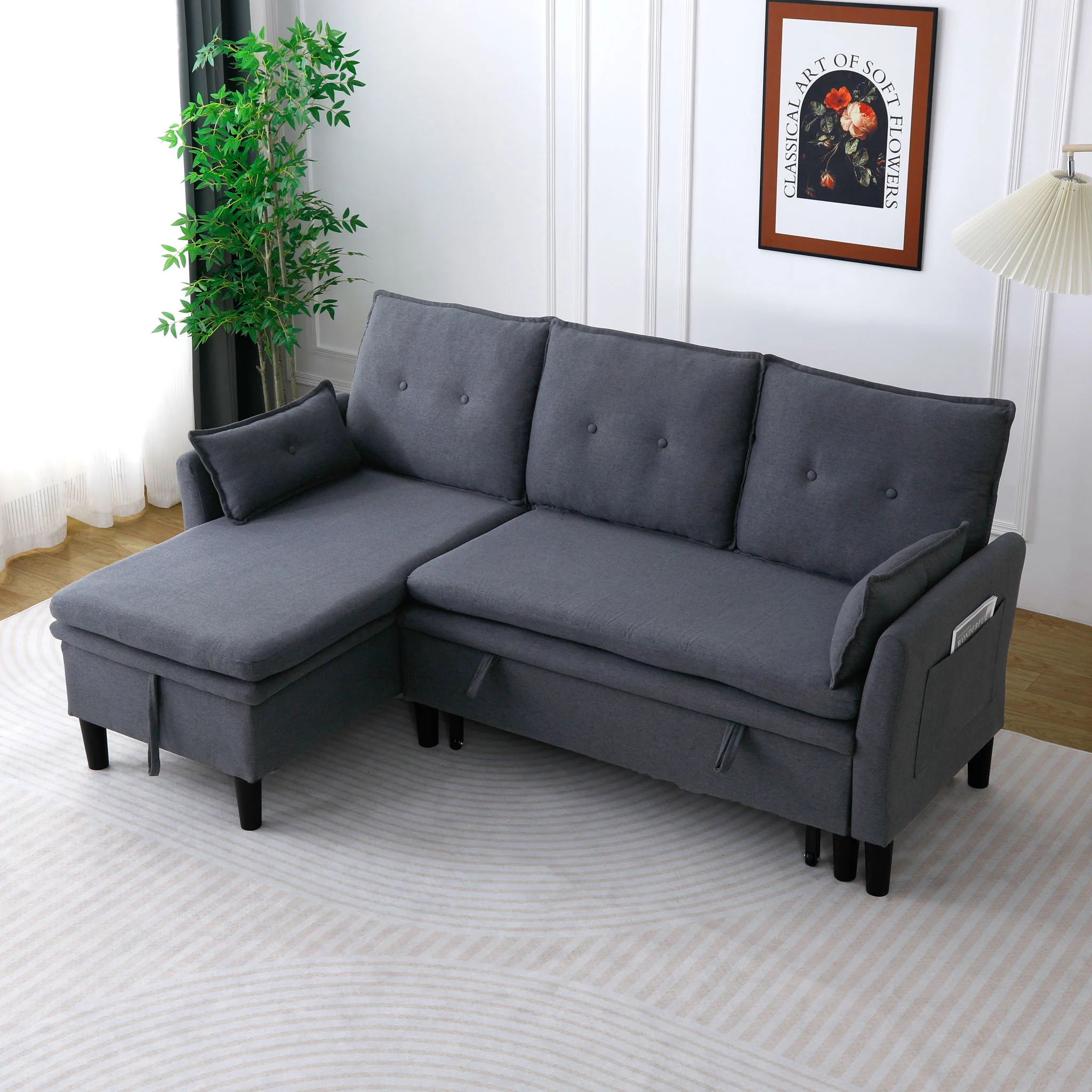 L-Shaped Reversible Chaise Sectional Sofa With Storage - Image 32
