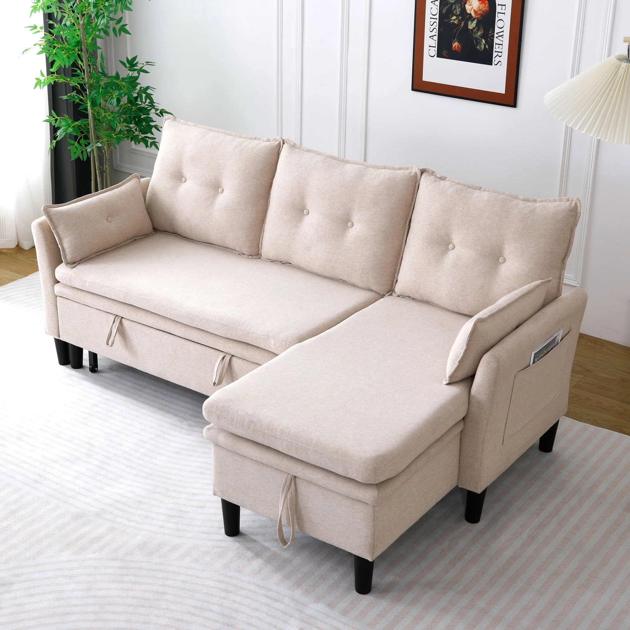 L-Shaped Reversible Chaise Sectional Sofa With Storage - Image 7