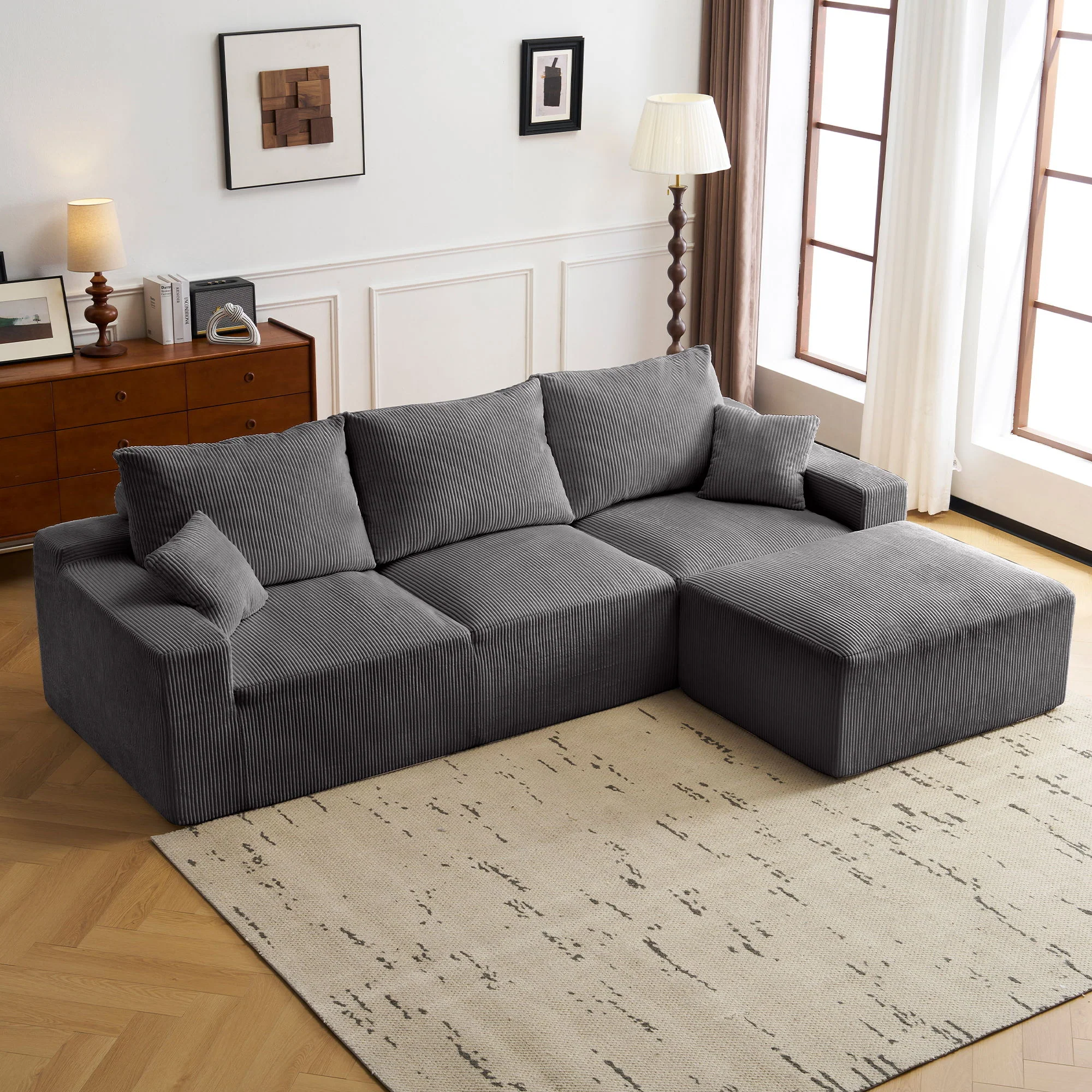 L Shaped Sectional Sofa, Full Compression 3 Seater Cloud Couch With Chaise - Image 16