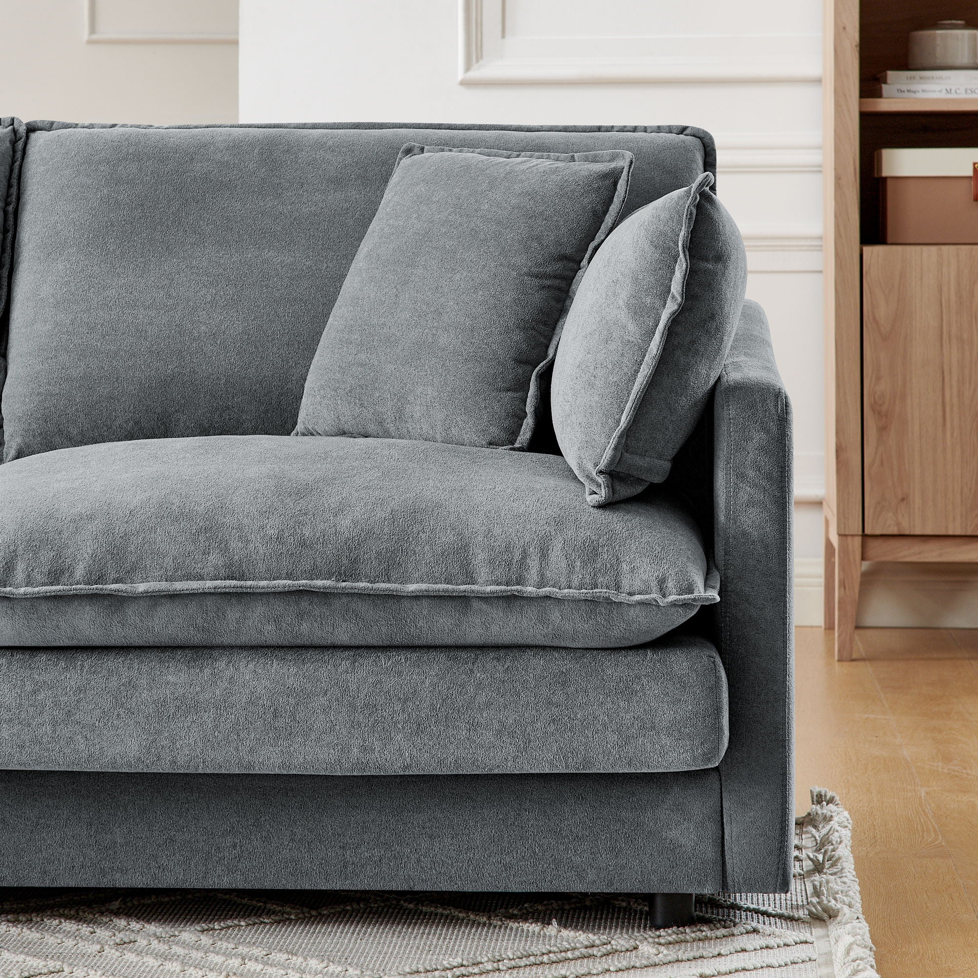 L-Shaped Sectional Sofa With Ottoman, Convertible 4 Seater Couch - Image 16