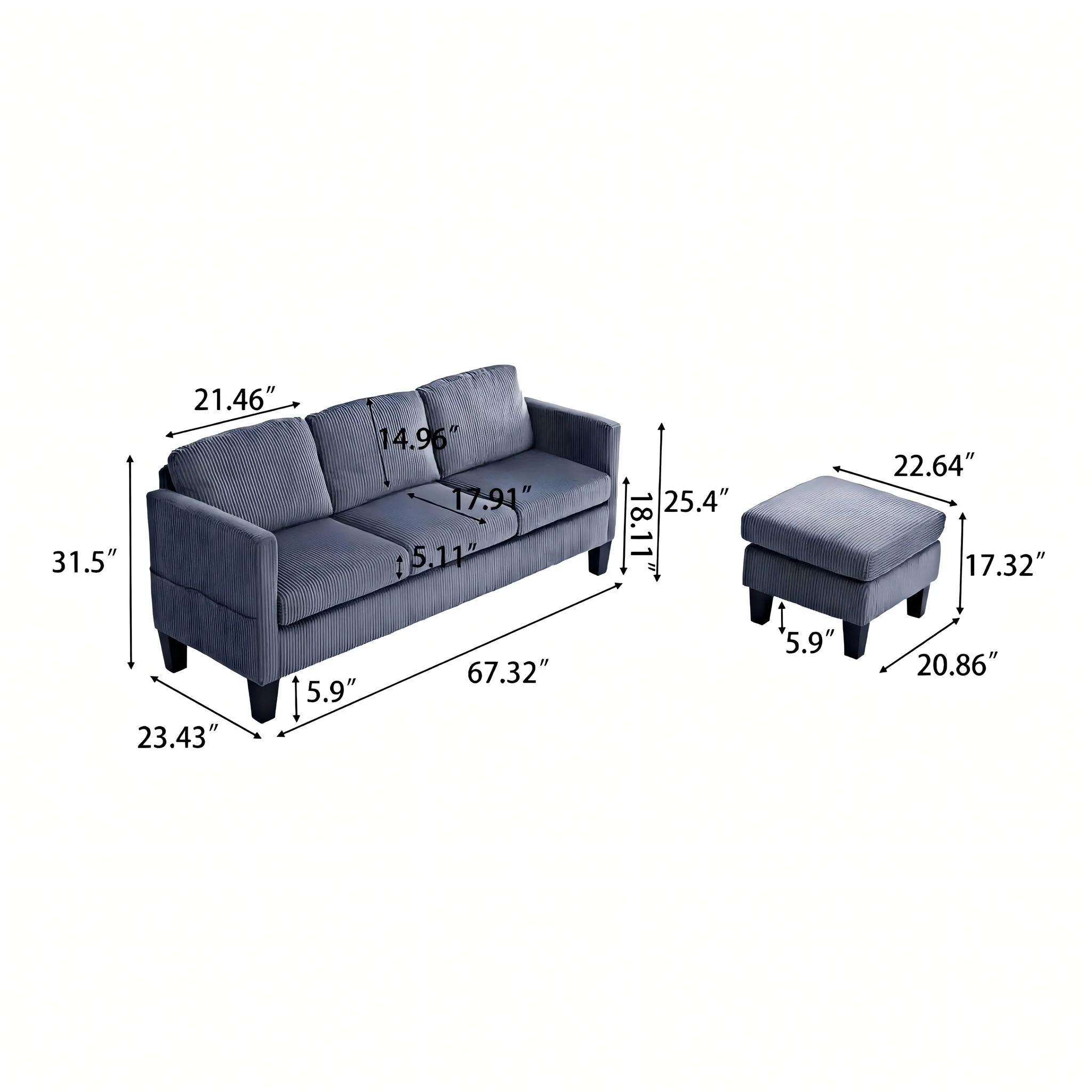 L-Shaped Sectional Sofa With Padded Cashmere, Space Saving Design For Living Rooms & Apartments - Gray - Image 6