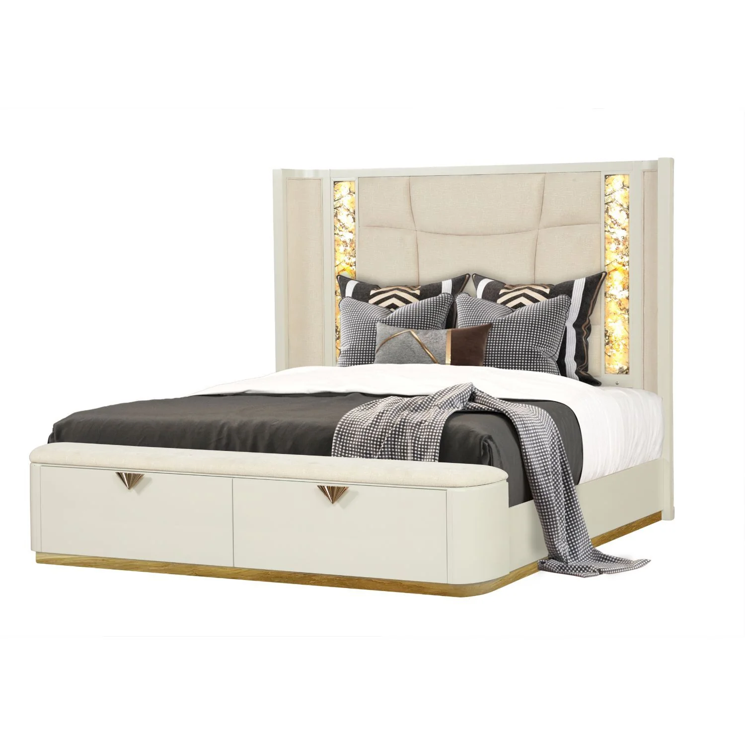 La Pierre - Modern Bedroom Set With Upholstered LED Bed - Image 4
