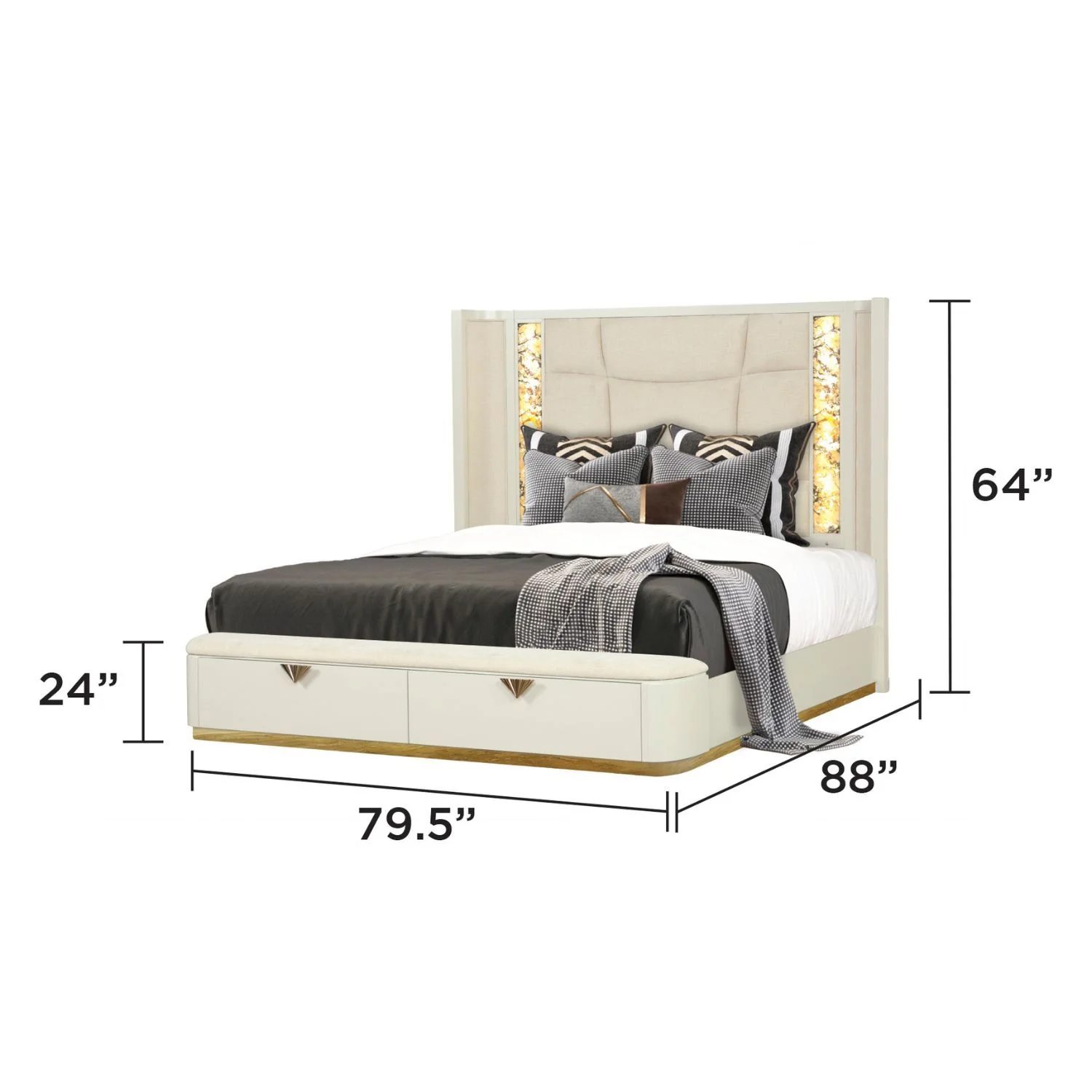 La Pierre - Modern Bedroom Set With Upholstered LED Bed - Image 9