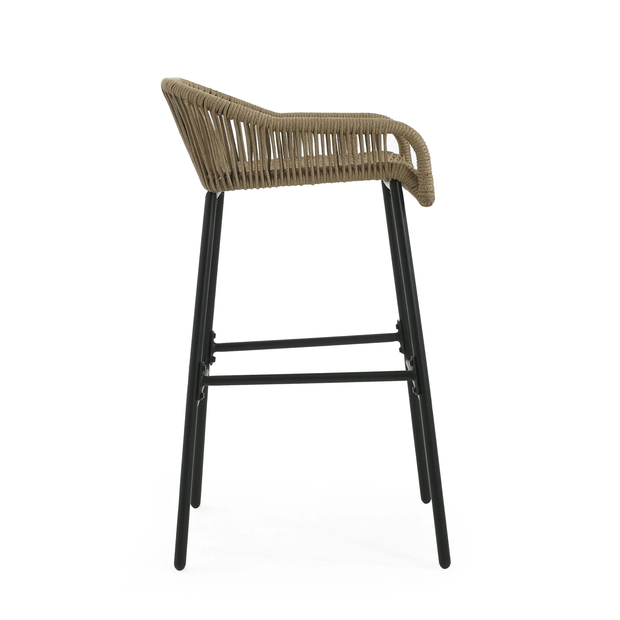 La Push - Outdoor Rope Barstool (Set of 2) - Black / Brown - Image 5