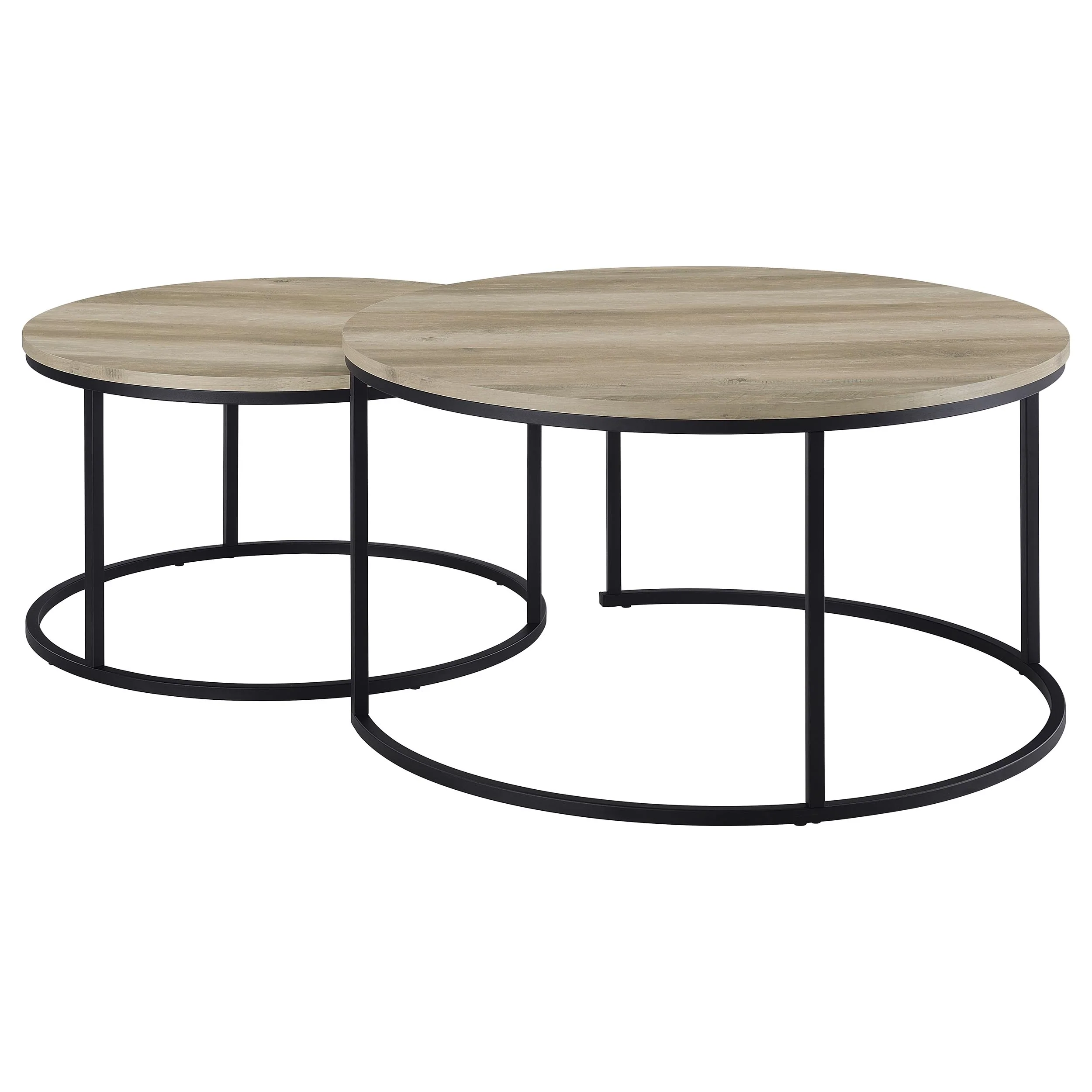 Lainey 2-Piece Round Nesting Coffee Table in Distressed Pine - Image 6