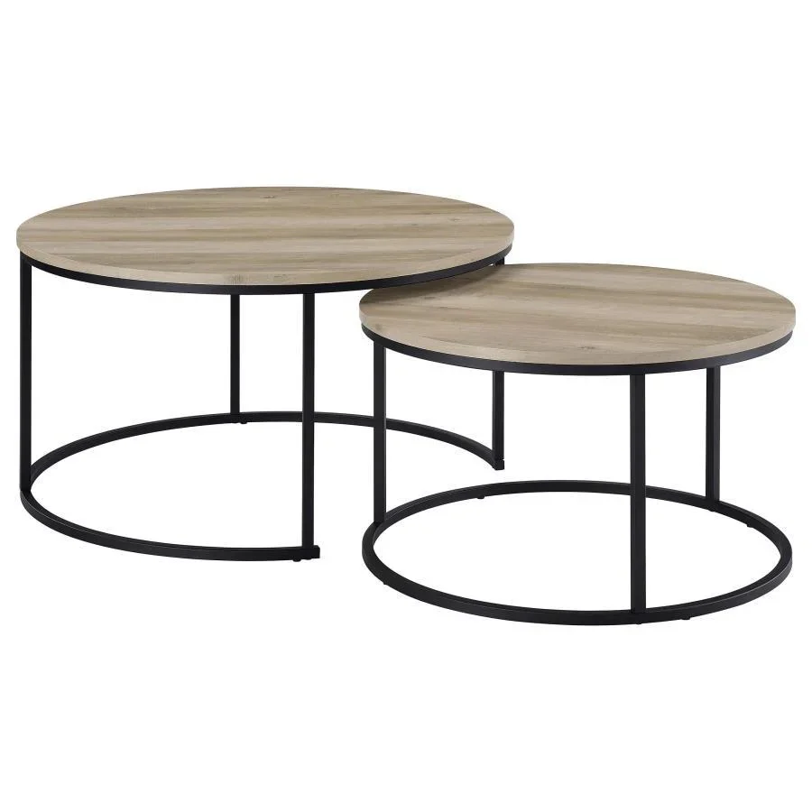 Lainey Gray Faux Marble 2 Piece Round Nesting Coffee Table - Image 10