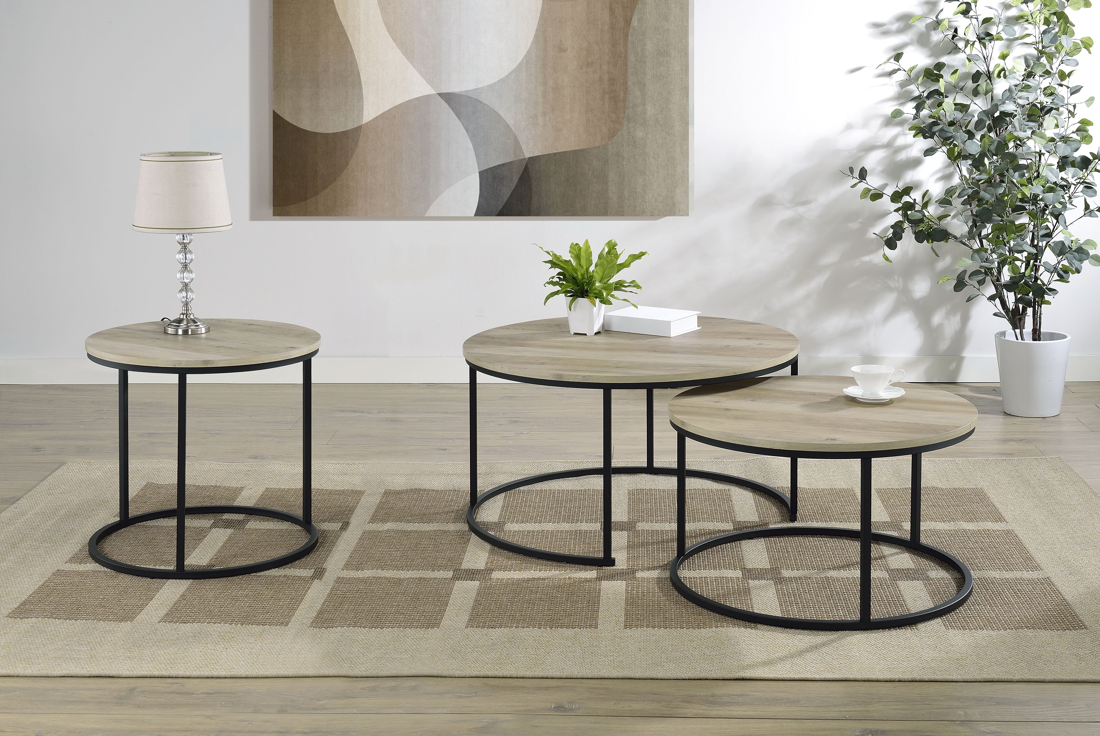 Lainey Round Occasional Side Table in Distressed Pine - Image 11