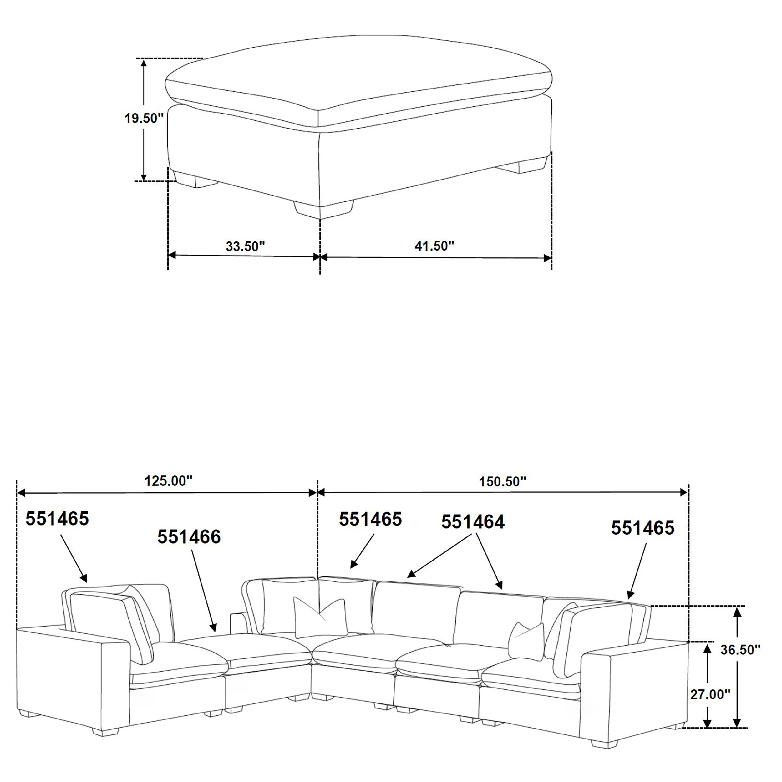 Lakeview Rectangular Upholstered Ottoman Dark Chocolate - Image 7