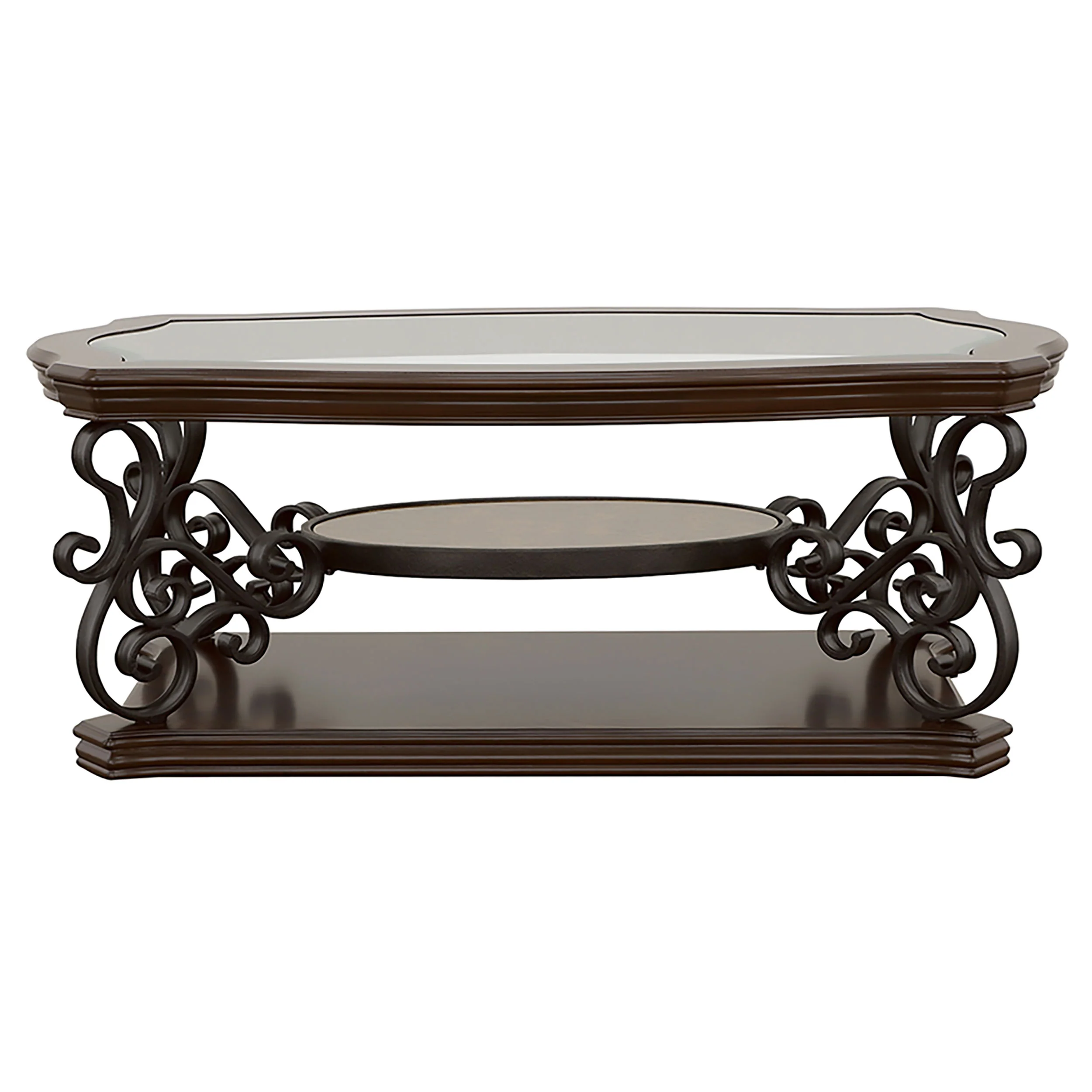 Laney 1-Shelf Glass Top Coffee Table, Dark Merlot - Image 5