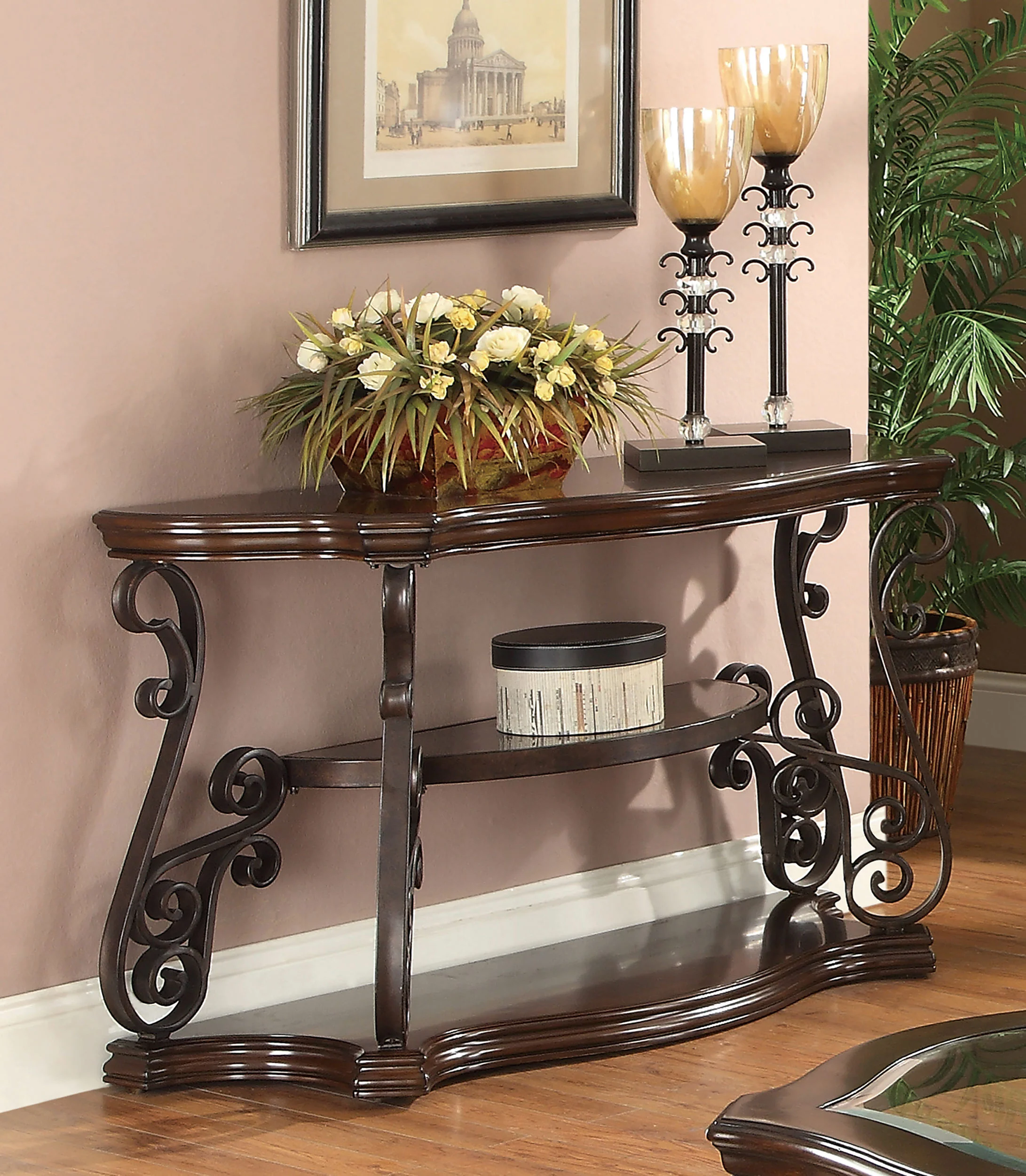 Laney Scrollwork Console Table in Dark Merlot - Image 4