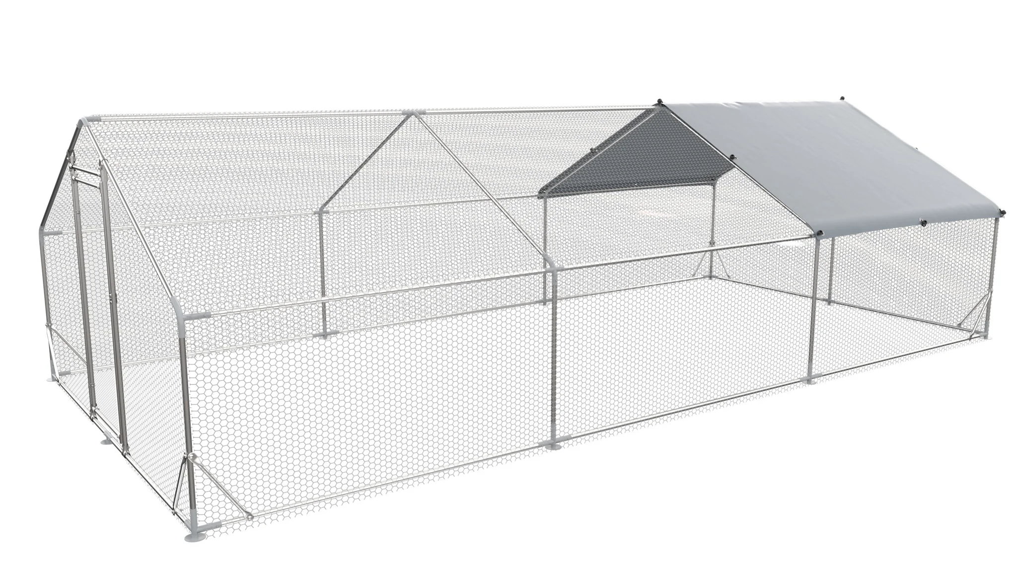 Large Metal Chicken Coop, Walk In Poultry Cage Hen Run House Rabbits Habitat Cage Spire Shaped Coop With Waterproof And Anti Ultraviolet Cover - Image 7