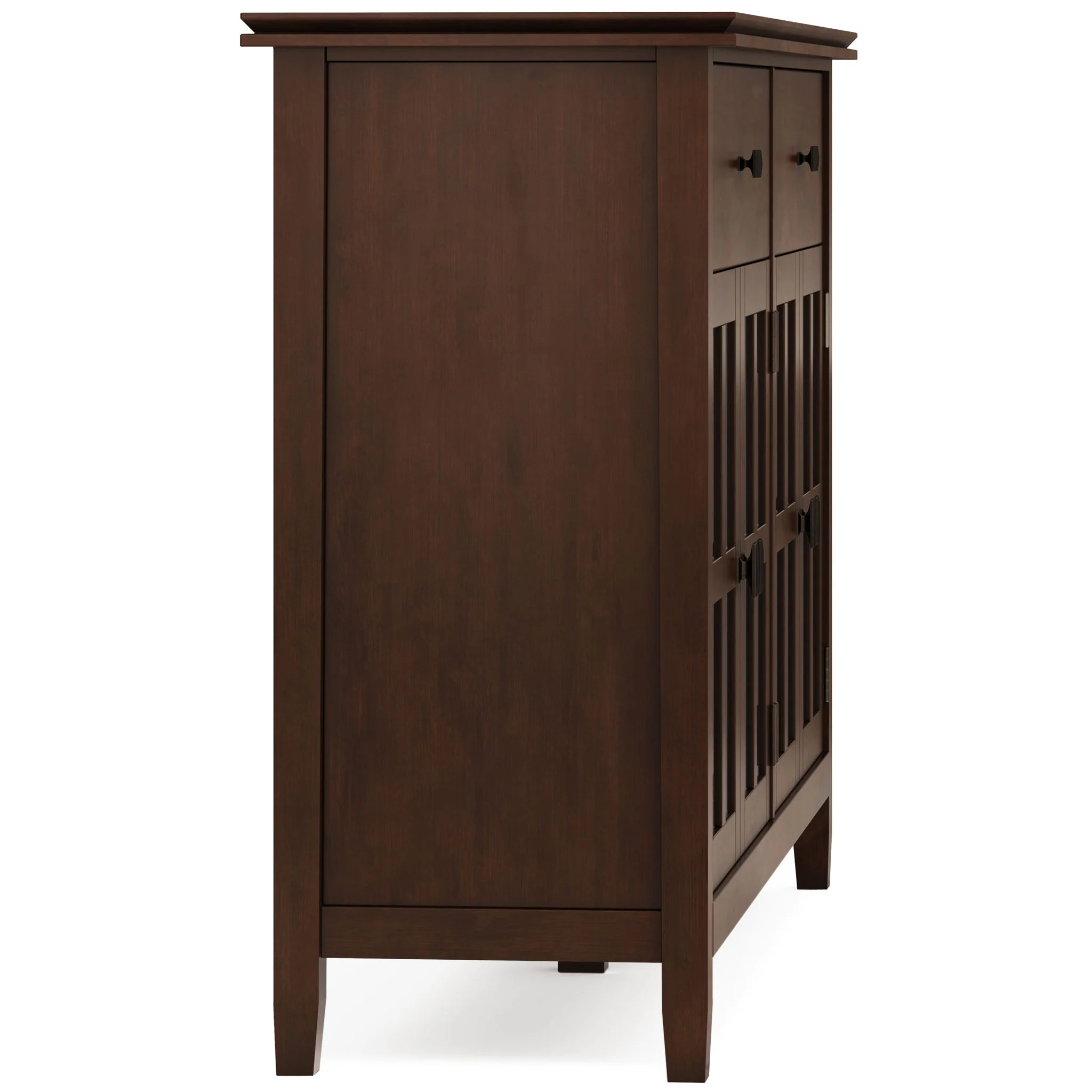 Large Sideboard Buffet Cabinet 4 Door Storage Solid Wood 60x36in Russet Brown - Image 2