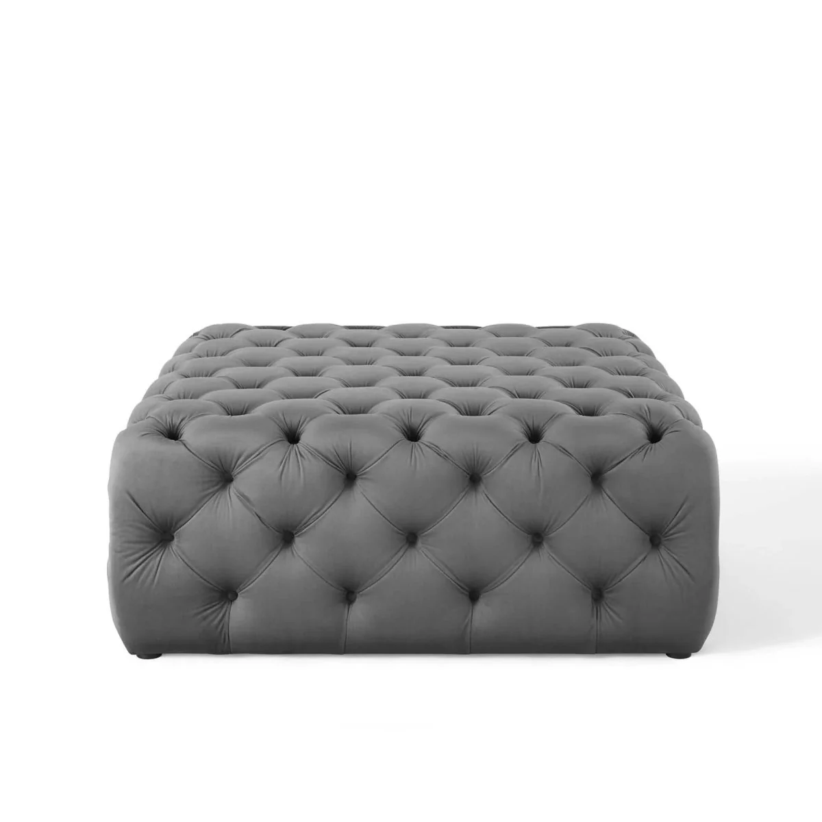Large Square Tufted Velvet Ottoman – Upholstered 39 Inch - Image 2