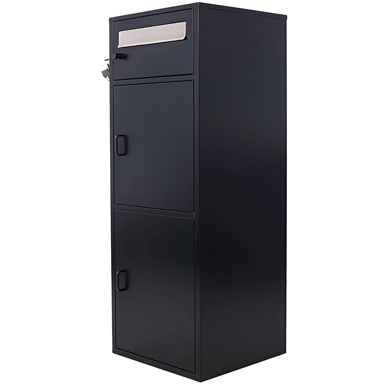 Large Steel Freestanding Floor Parcel Package Drop With Locking Letterbox Drop Mail Box With Multi Compartments - Black - Image 3