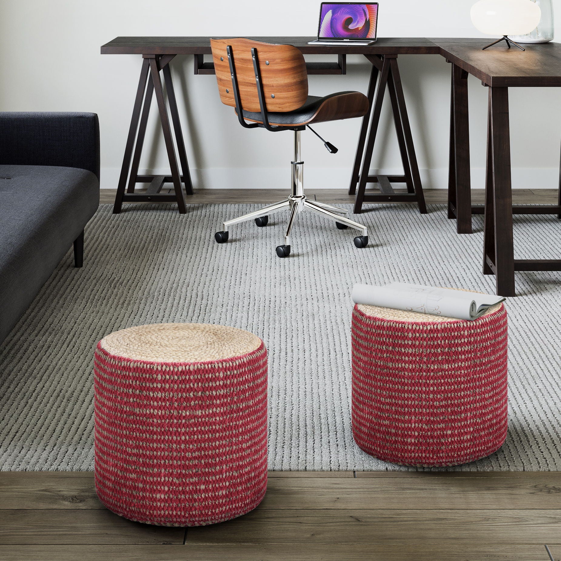 Larissa - Handcrafted Round Braided Pouf - Image 12