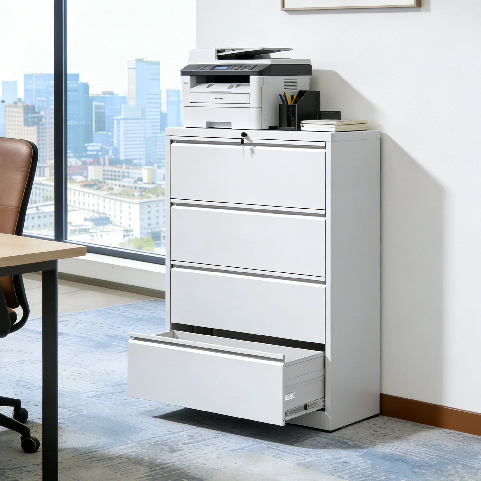 Lateral File Cabinet, Locking Heavy Duty, Anti-Tip Safety Interlock, Vertical Storage For Letter/Legal/A4 Files - Image 13