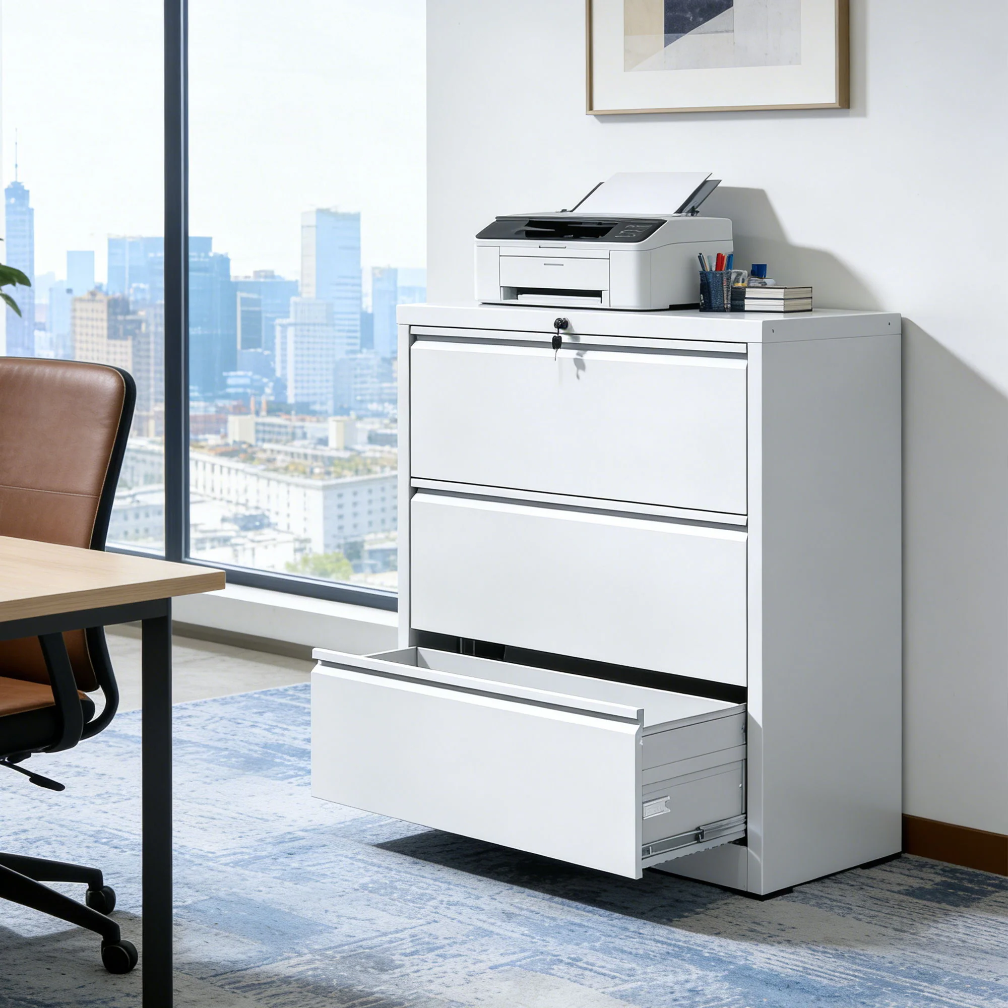 Lateral File Cabinet, Locking Heavy Duty, Anti-Tip Safety Interlock, Vertical Storage For Letter/Legal/A4 Files - Image 15