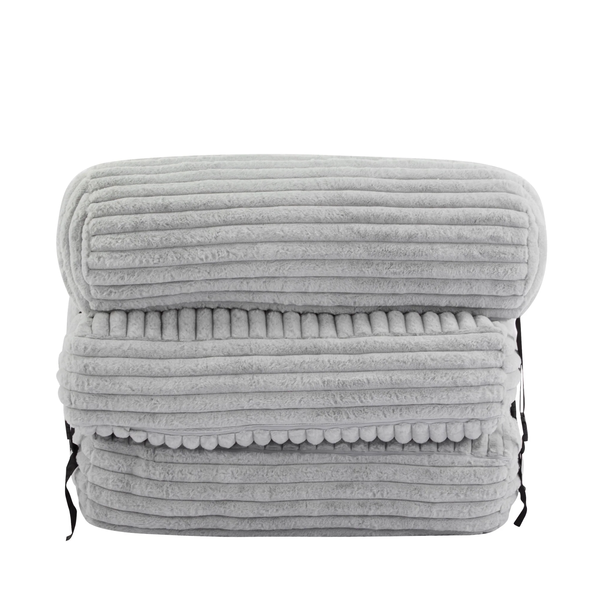 Latina - Indoor Foldbable Bean Bag Lounge Chair - Light Gray - Image 9
