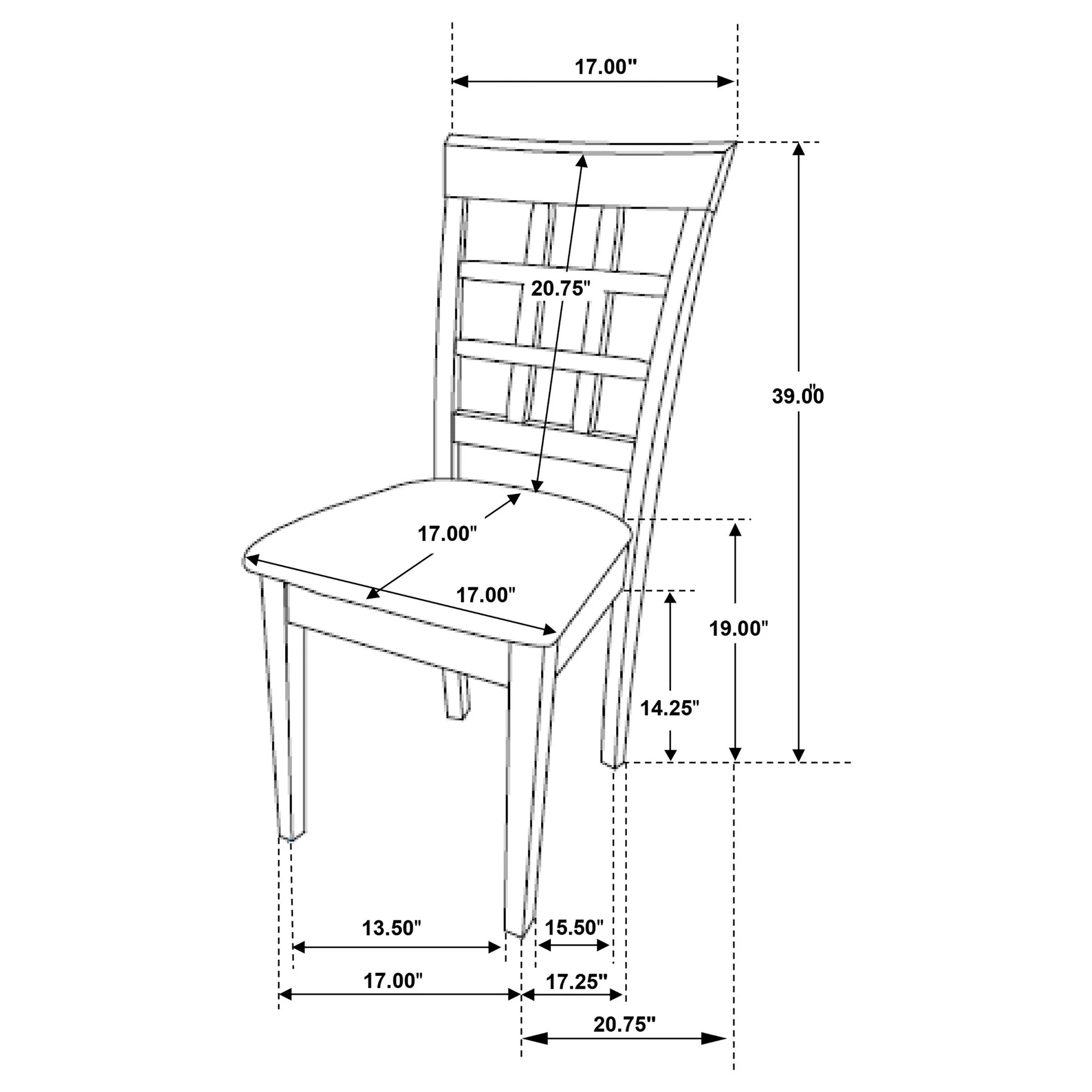 Lattice Back Dining Chair (Set of 2) - Brown - Image 7