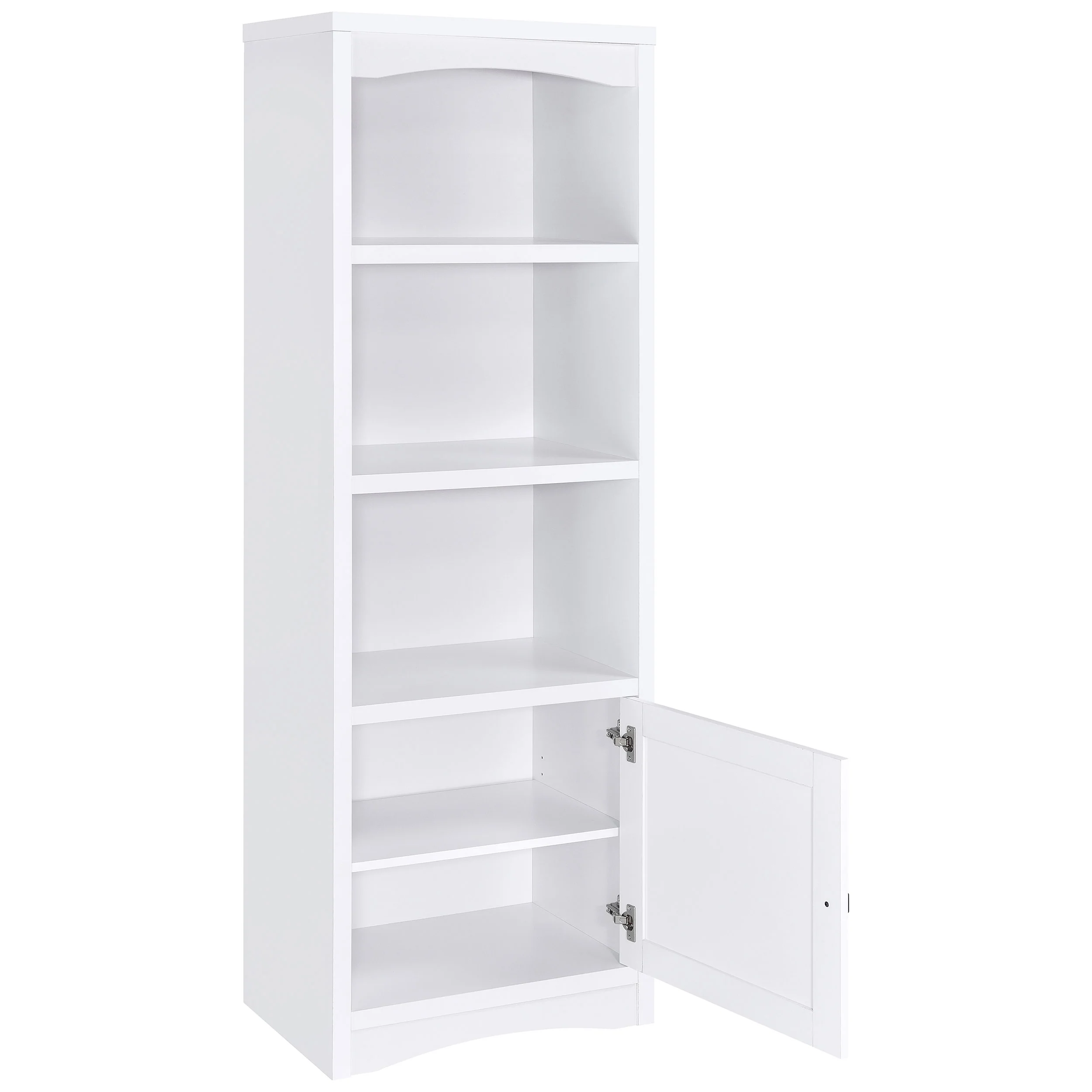 Laughlin 4-Shelf White Media Tower with Cabinet Storage - Image 2