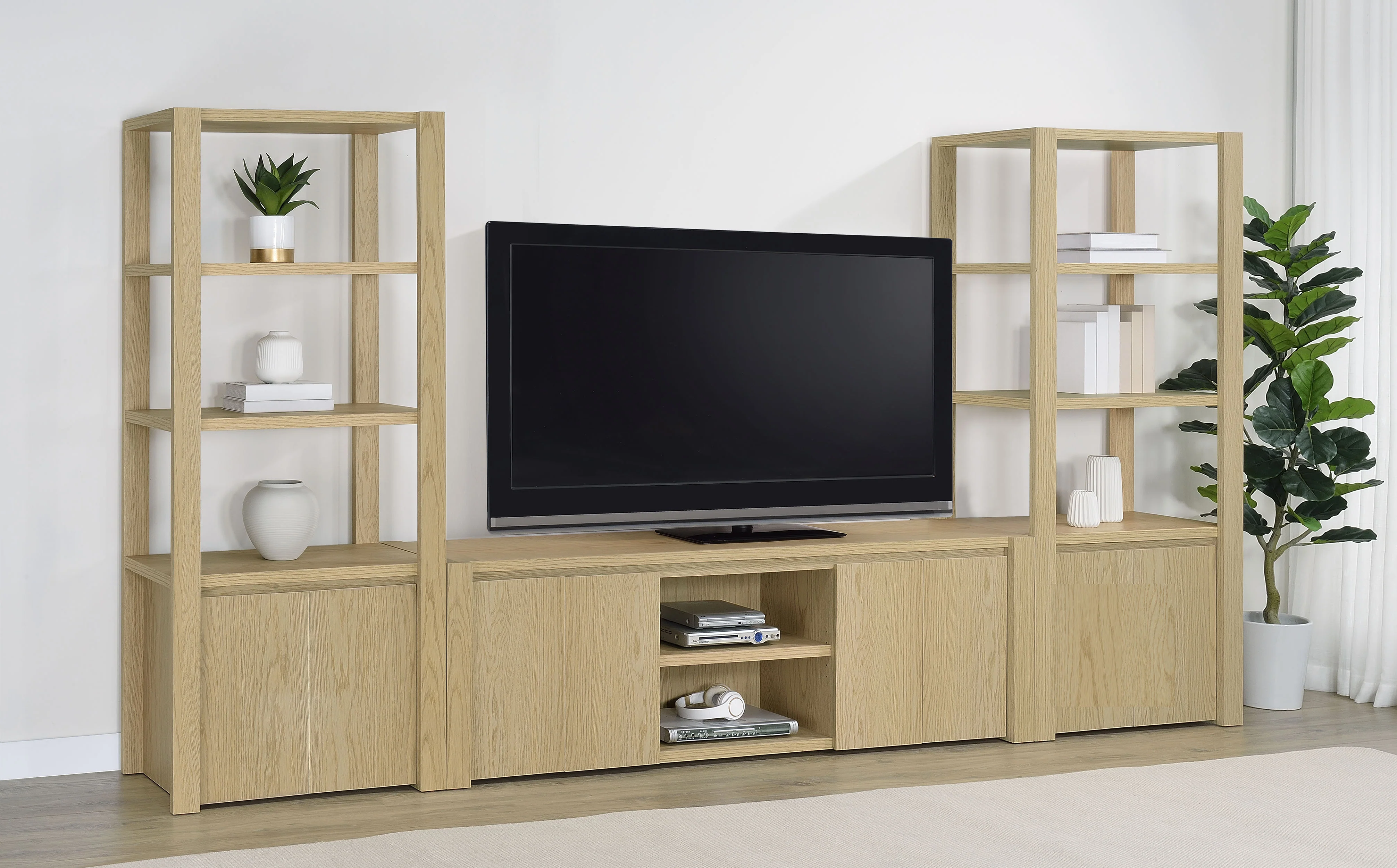 Laurelton 78-Inch 4-Door TV Stand Media Console Light Oak - Image 13