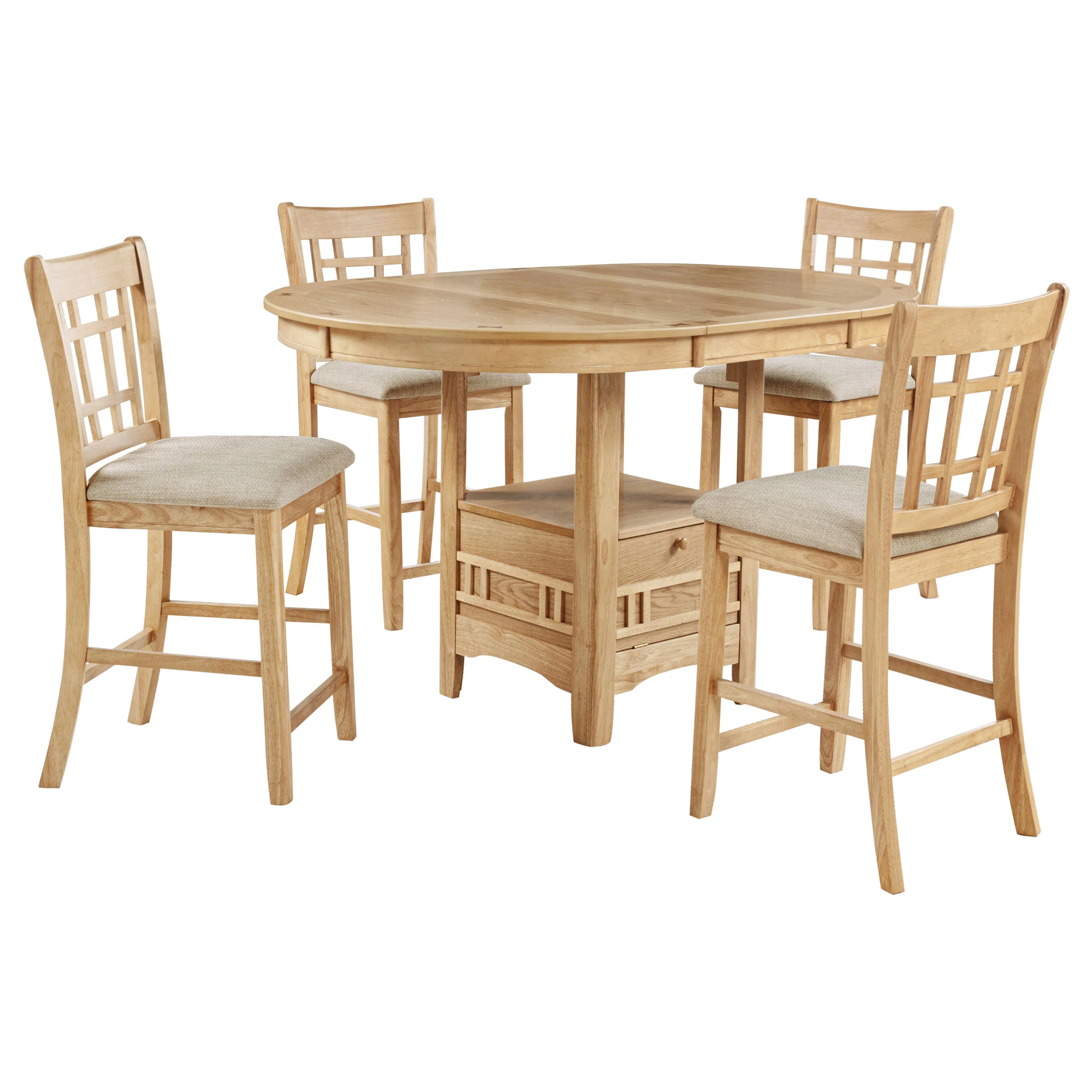 Lavon 5-Piece Oval Counter Height Dining Set Light Oak - Image 5