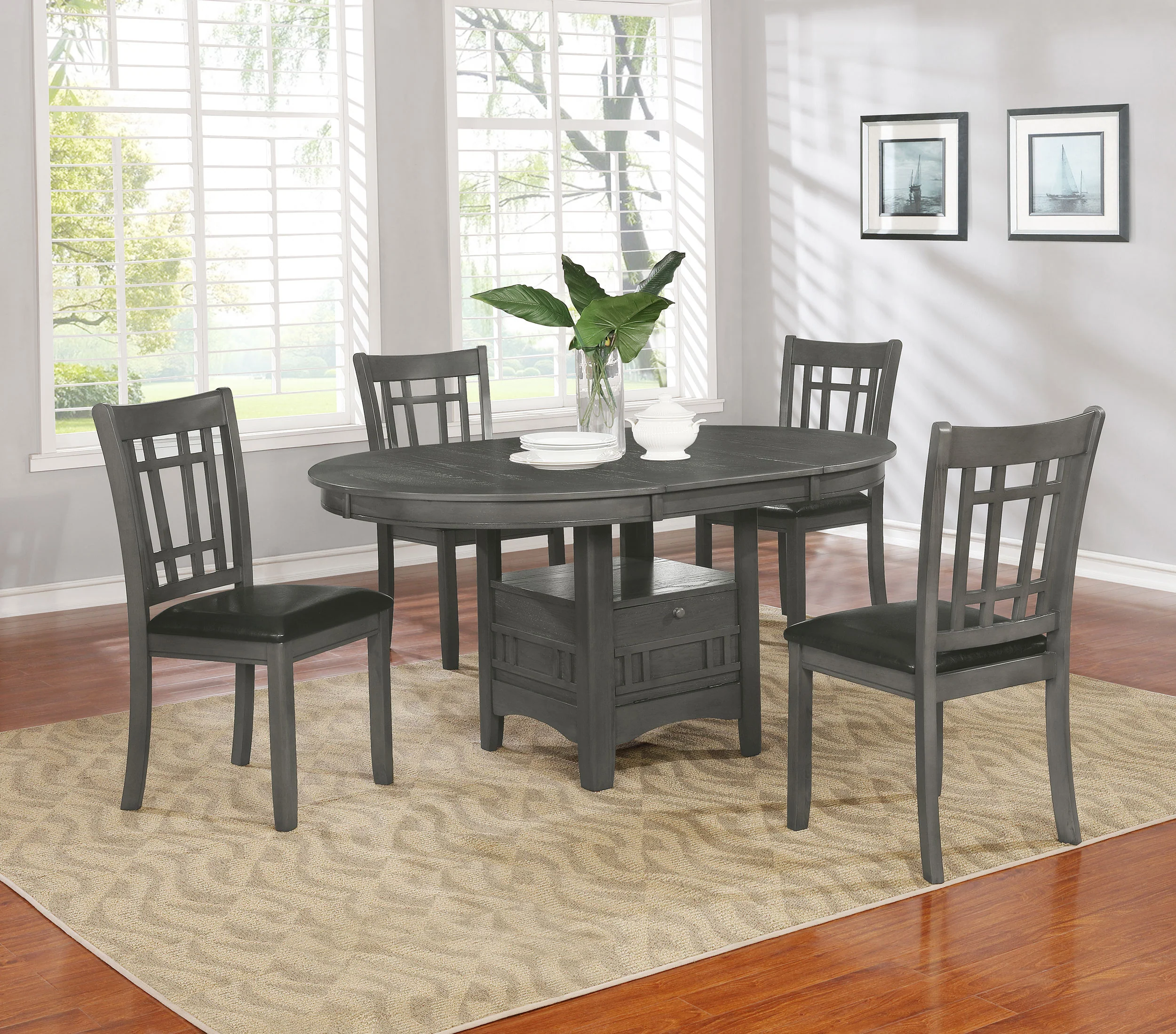 Lavon Oval 60-inch Extension Leaf Dining Table Medium Grey - Image 7