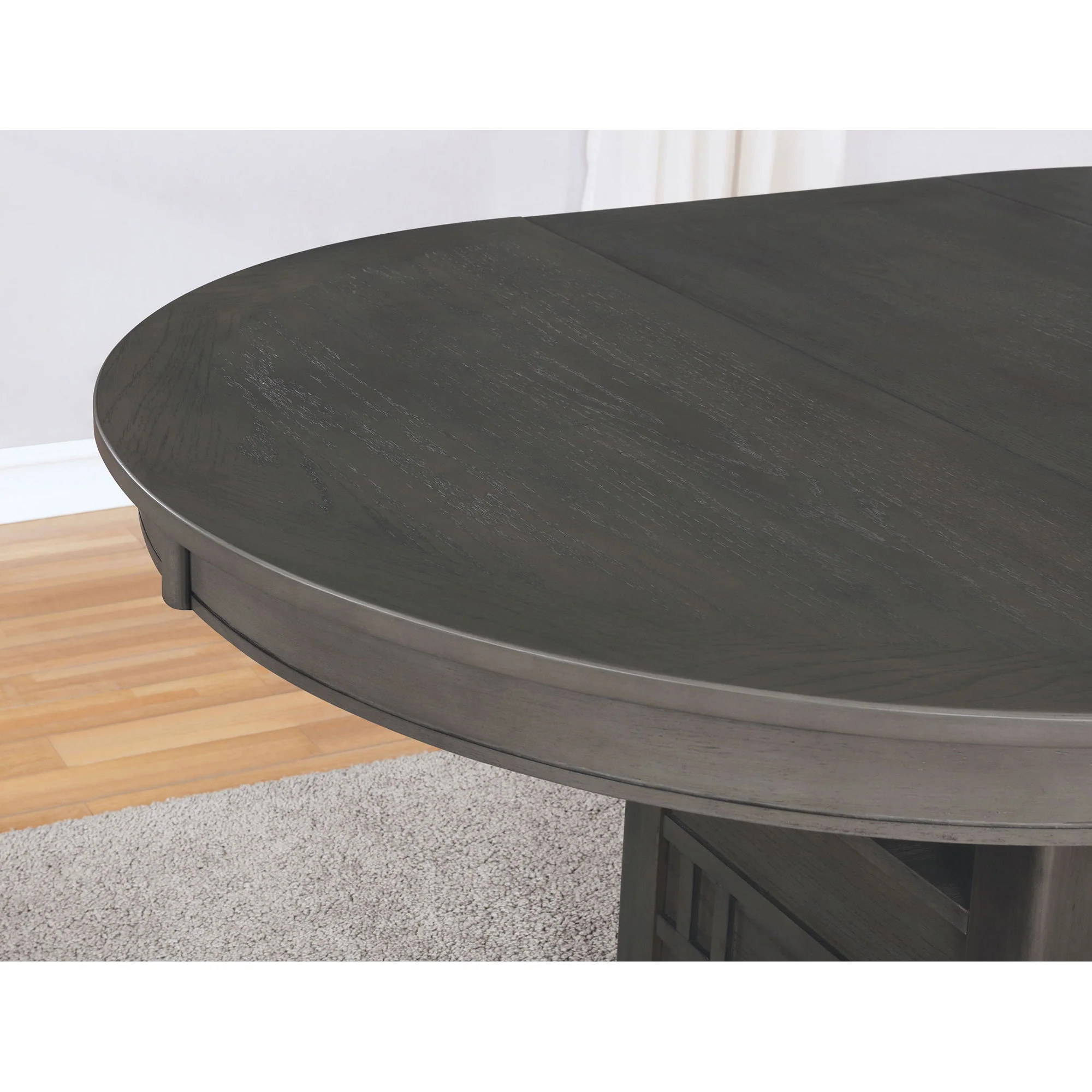 Lavon - Oval Extension Leaf Dining Table With Built In Storage - Gray - Image 3
