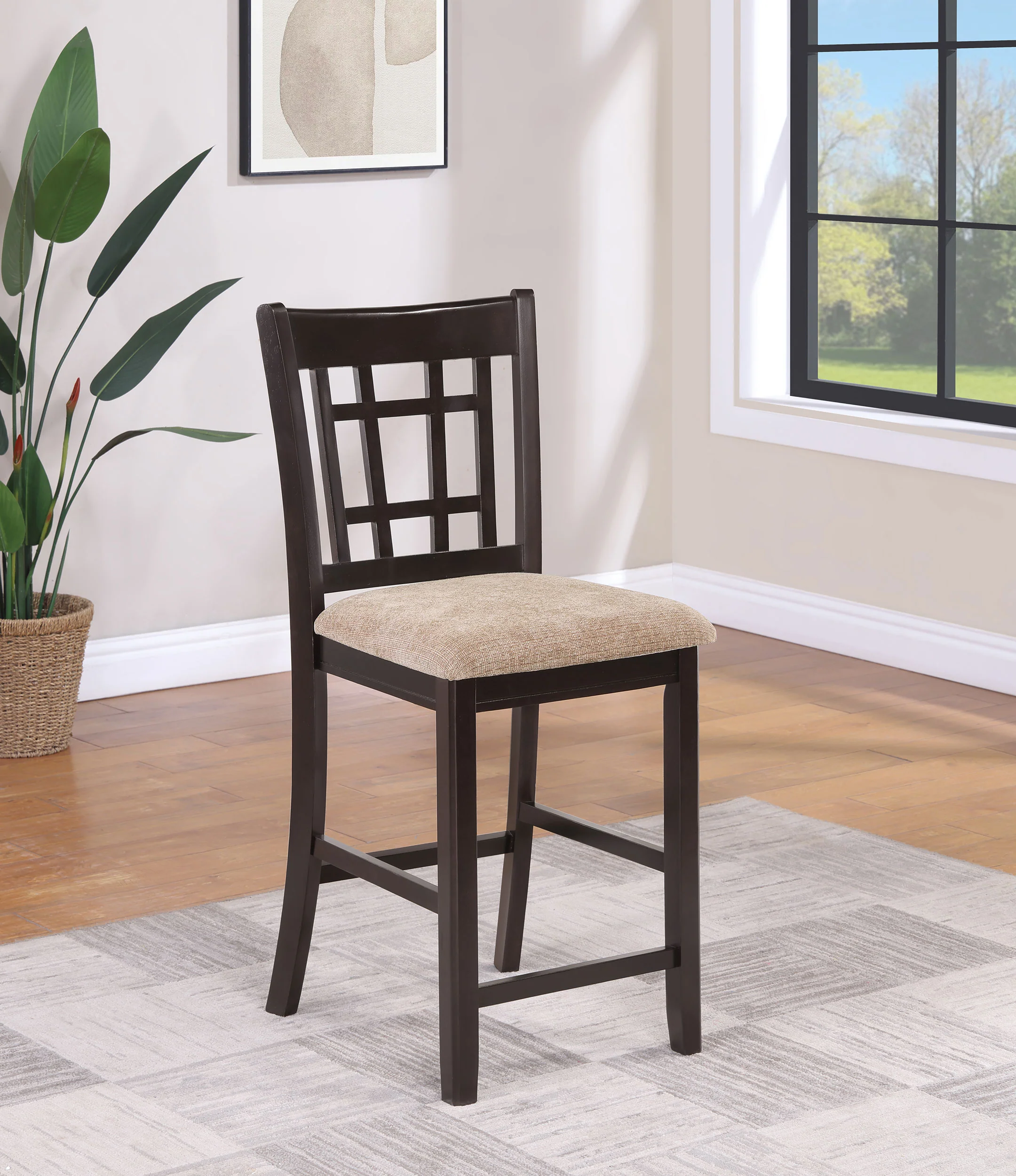 Lavon Wood Counter Height Dining Chair Tan and Espresso Set of 2 - Image 5