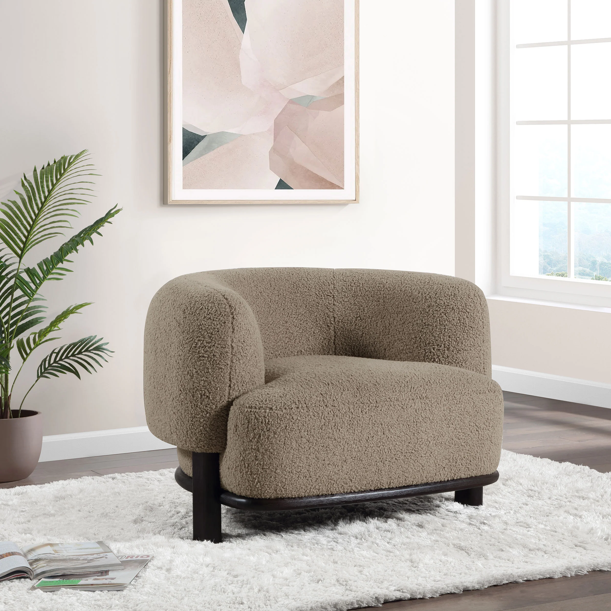 Lawler Upholstered Barrel Back Accent Chair in Brown - Image 4