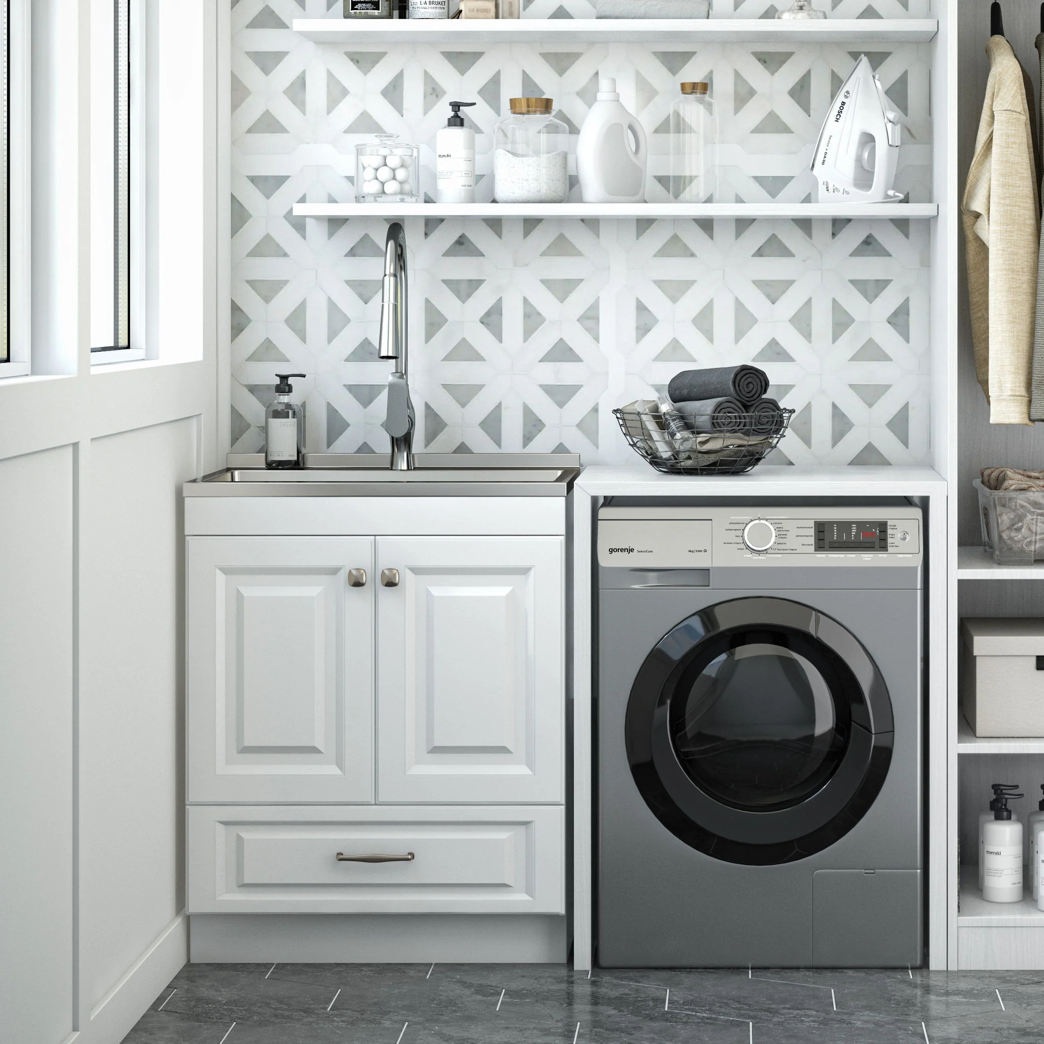 Lawrence - Laundry Cabinet With Faucet And Stainless Steel Sink - Image 8
