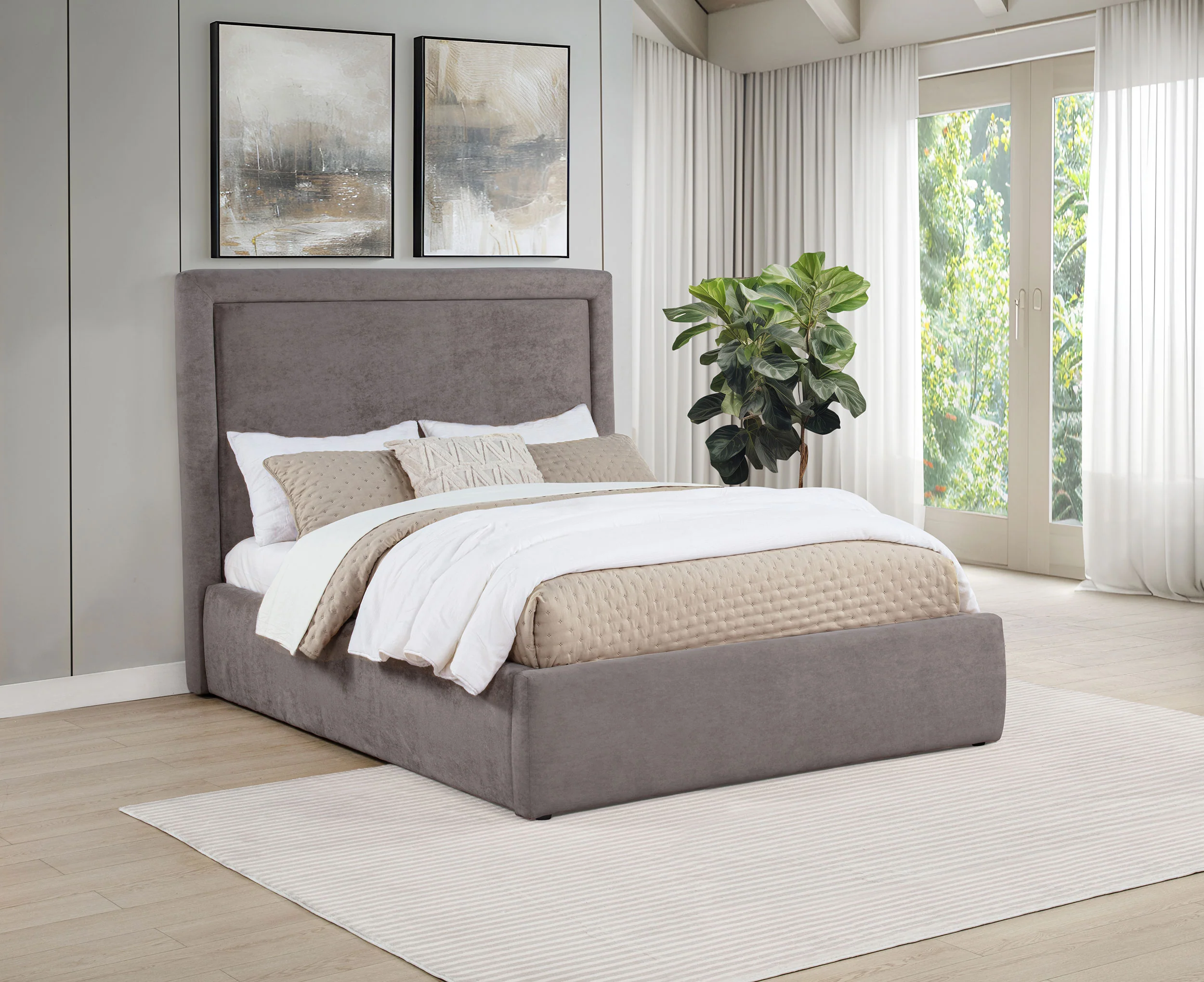 Lawson 54-Inch Upholstered Full Panel Platform Bed, Mushroom - Image 4