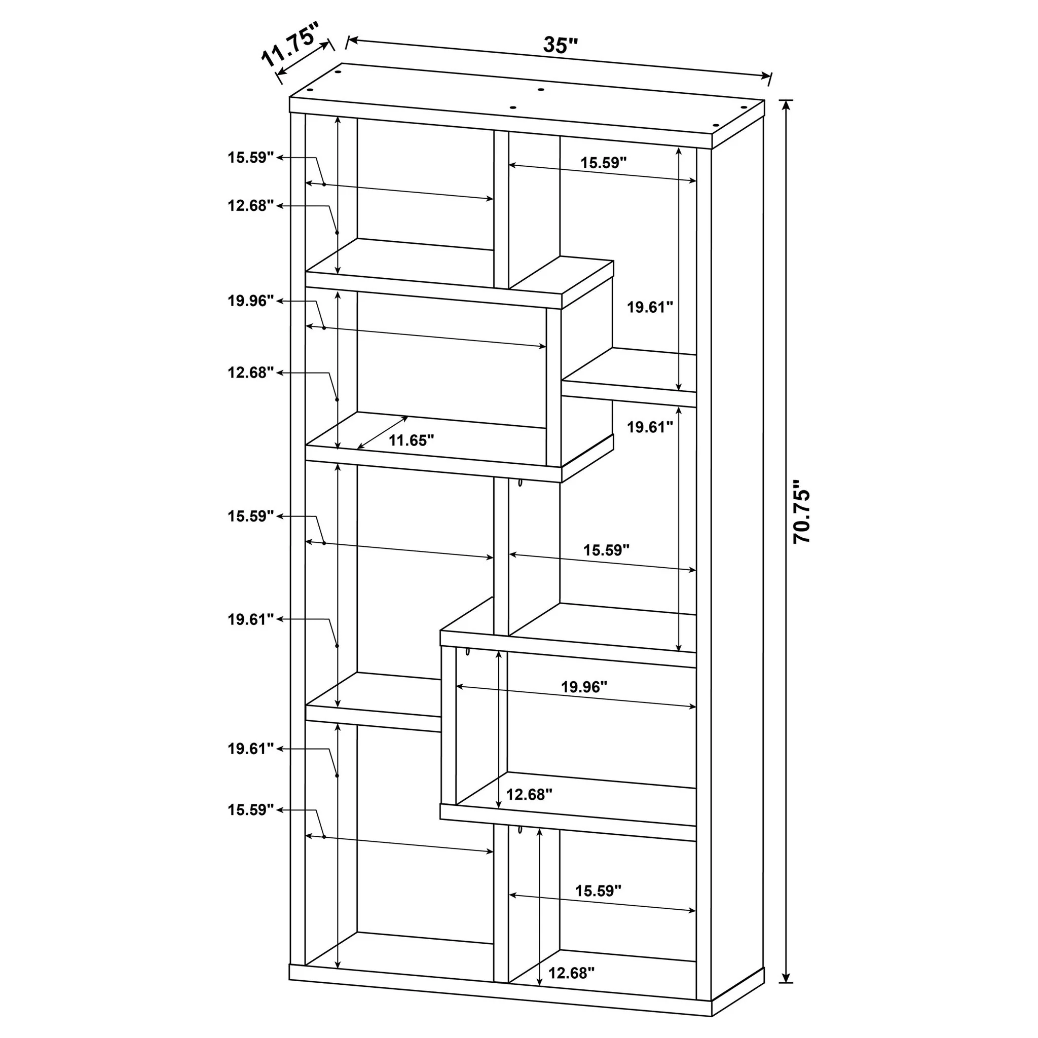 Lawton - 7 Shelf Bookshelf - Driftwood - Image 3