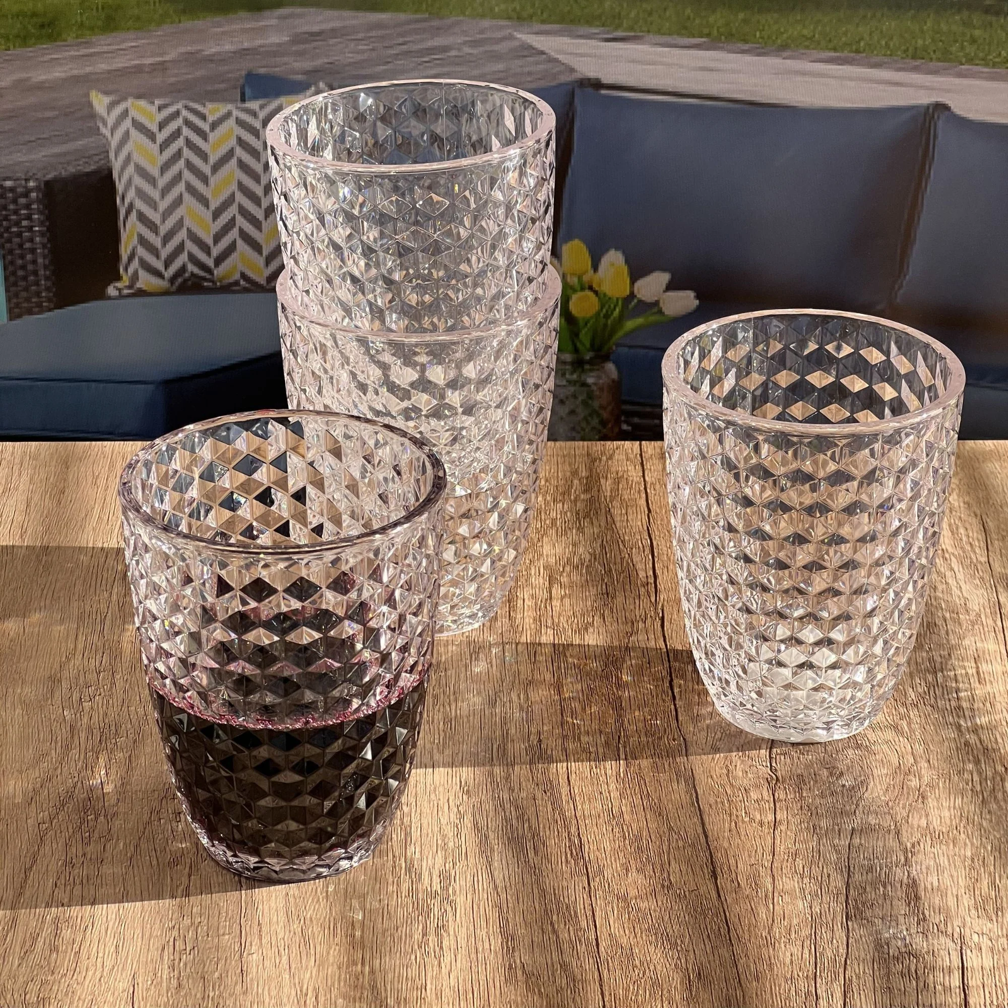 Leading Ware Diamond Cut Acrylic Glasses Drinking (Set of 4) - Image 15