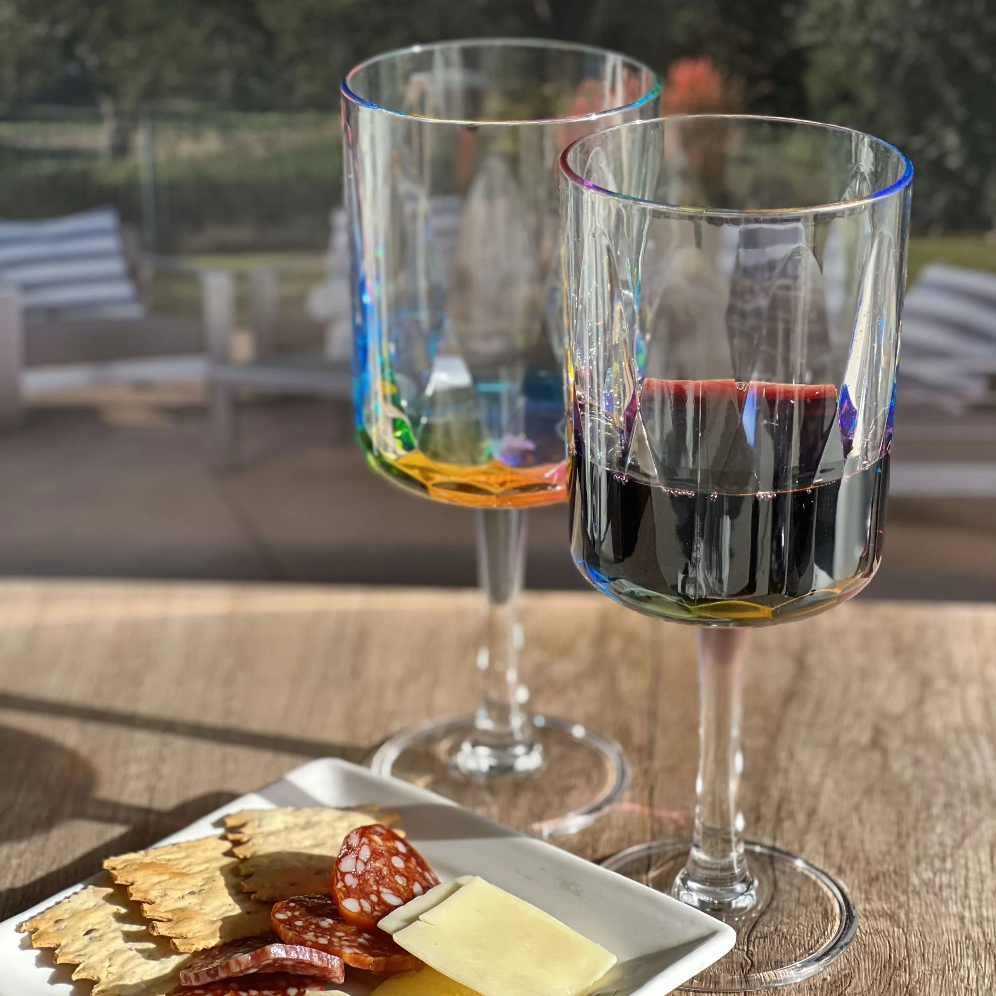 Leadingware Rainbow Diamond Plastic Wine Glasses (Set of 4), Unbreakable Bpa Free Acrylic, 16Oz - Clear - Image 2