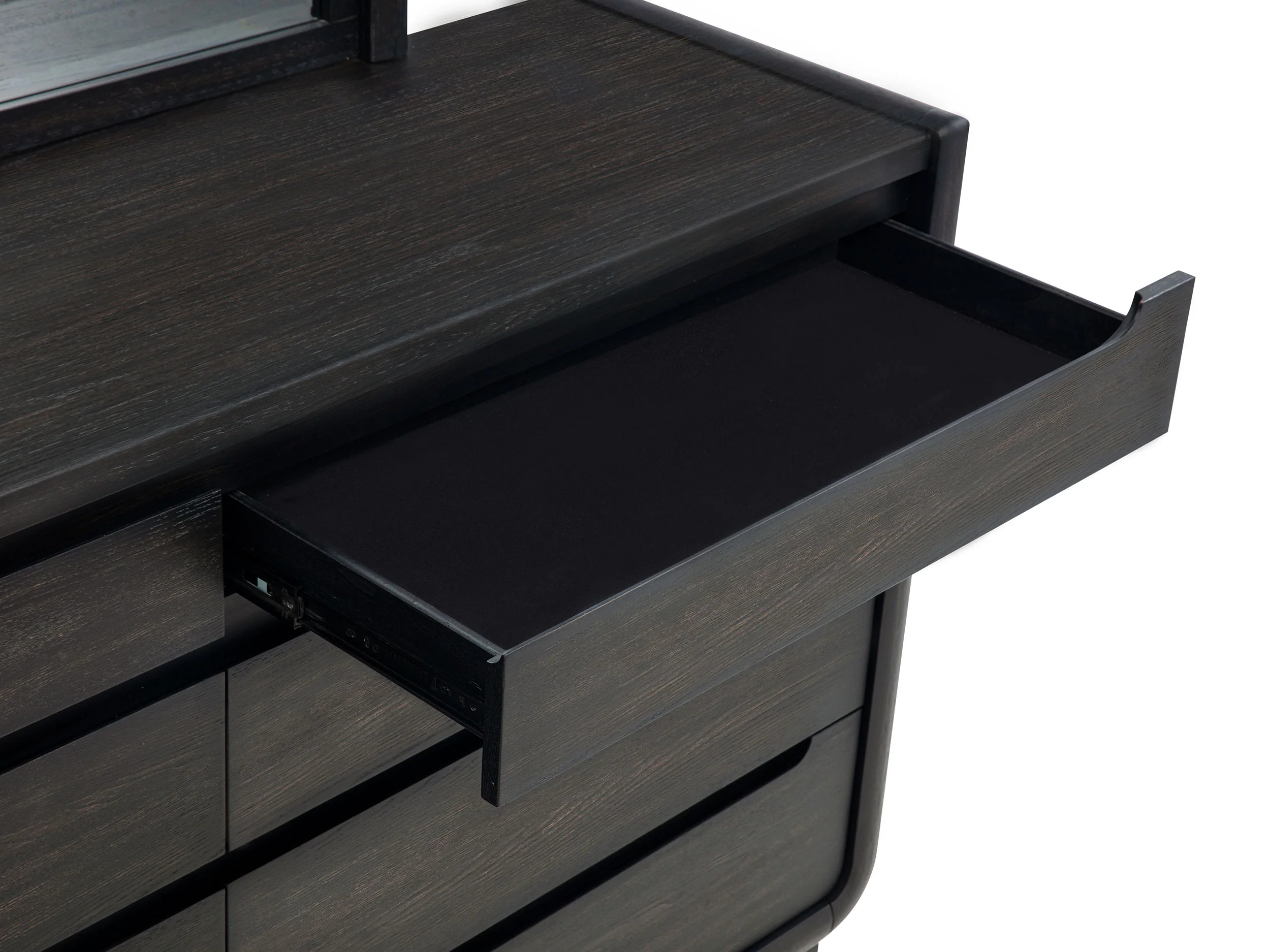 Leandro 8-Drawer Bedroom Dresser with Mirror in Burnished Black - Image 9