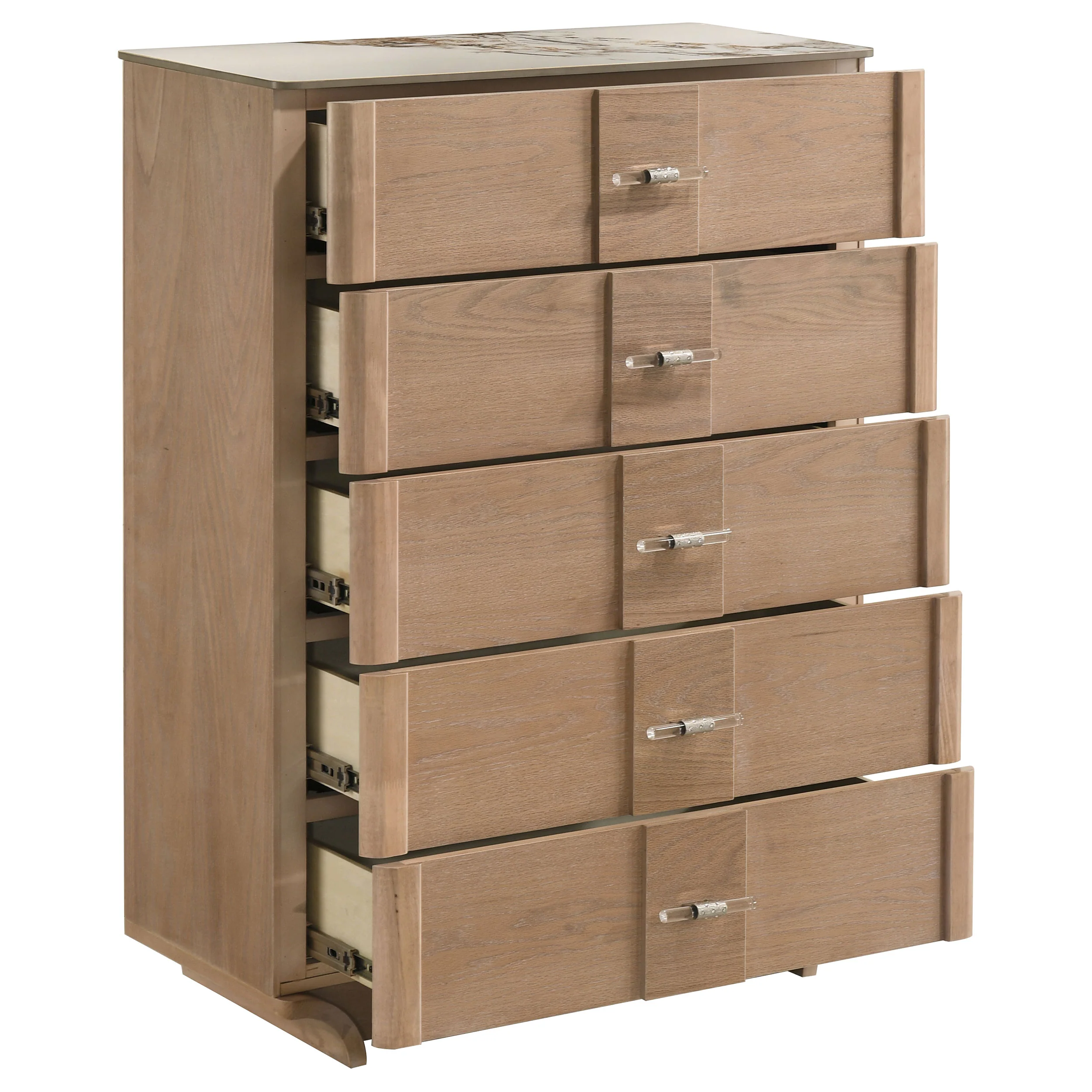 Leanne 5-Drawer Chest with Sintered Stone Top, Light Oak - Image 10