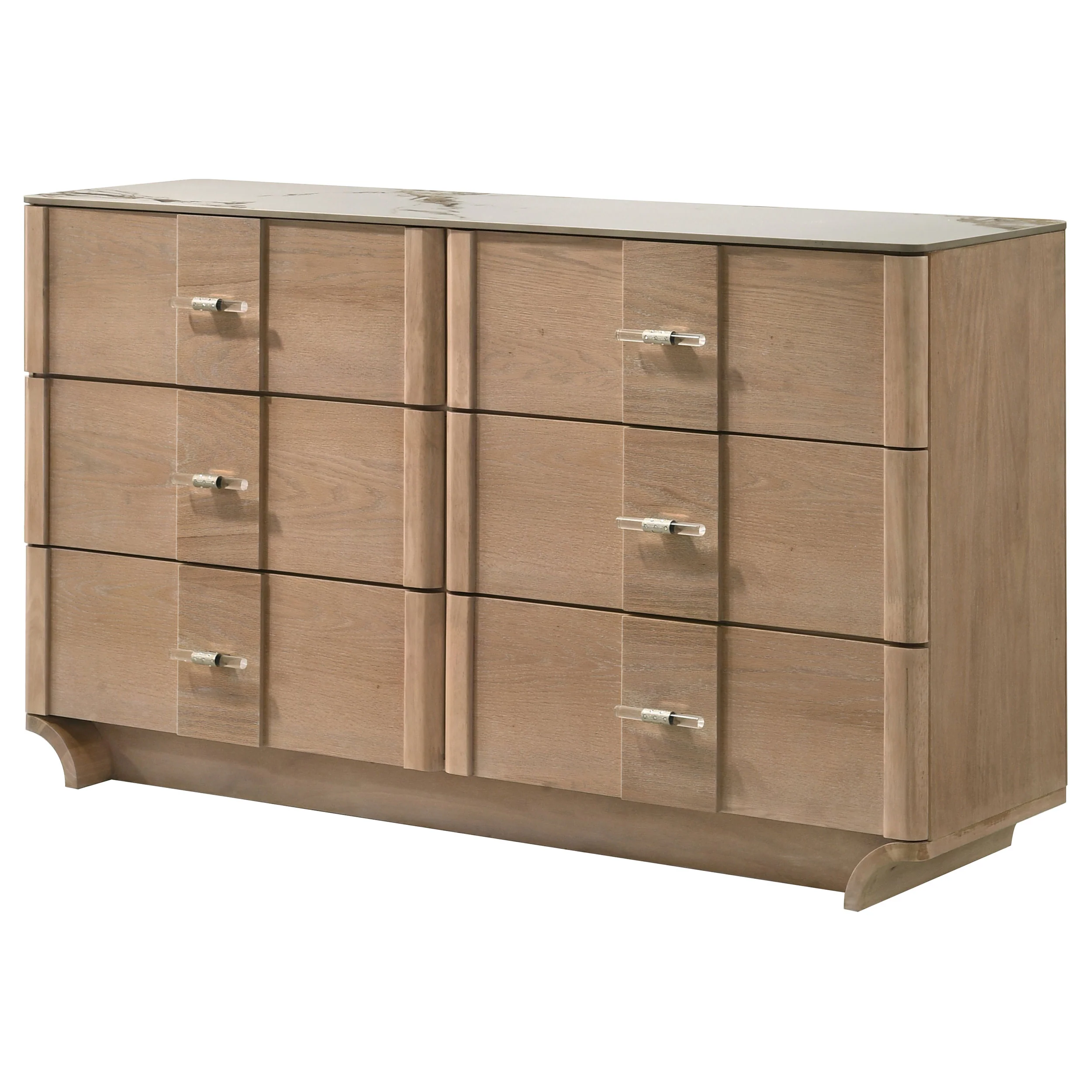 Leanne 6-Drawer Sintered Stone Top Dresser, Light Oak - Image 5